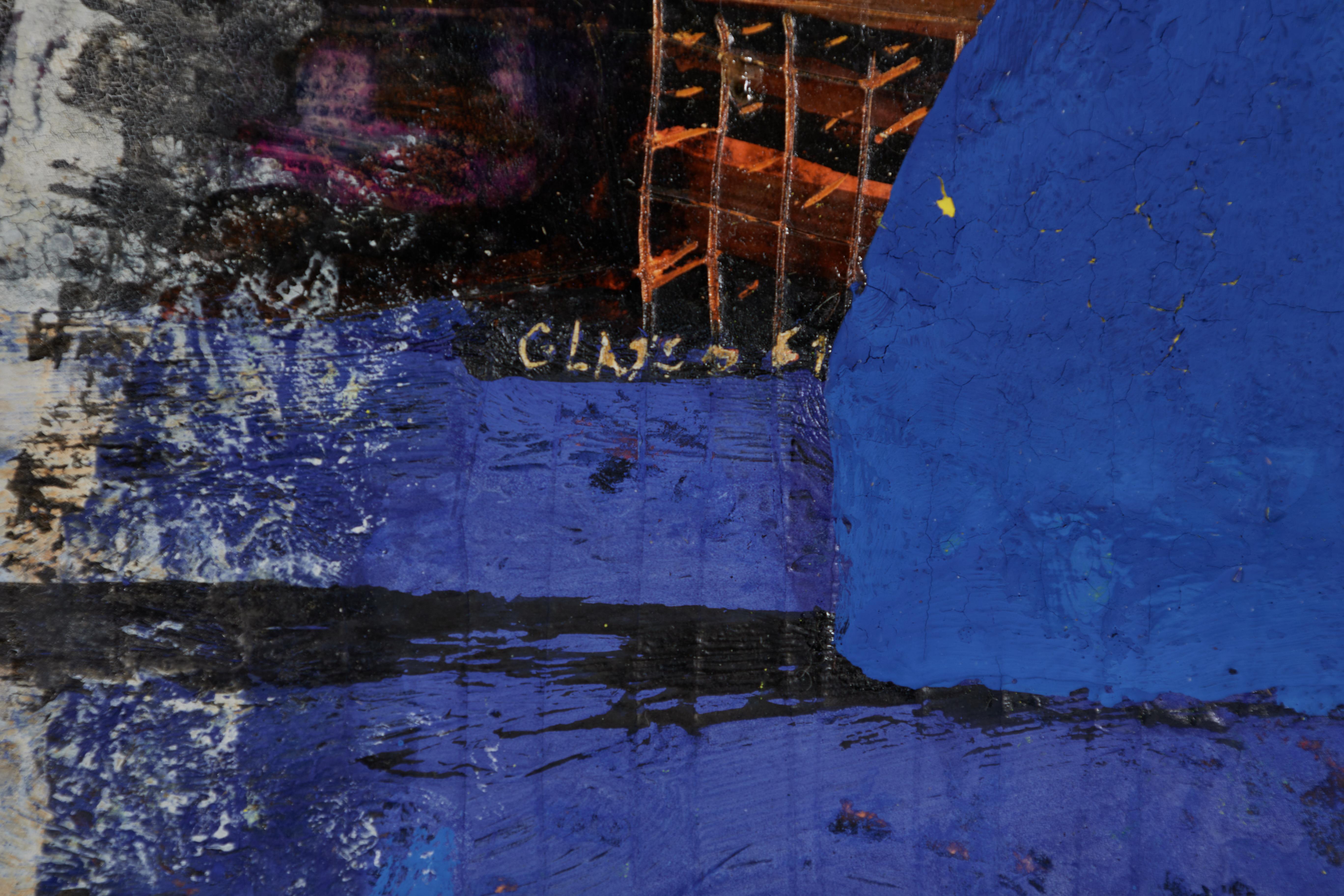 The Game, Abstract Expressionist, Blue Figural Work For Sale 1