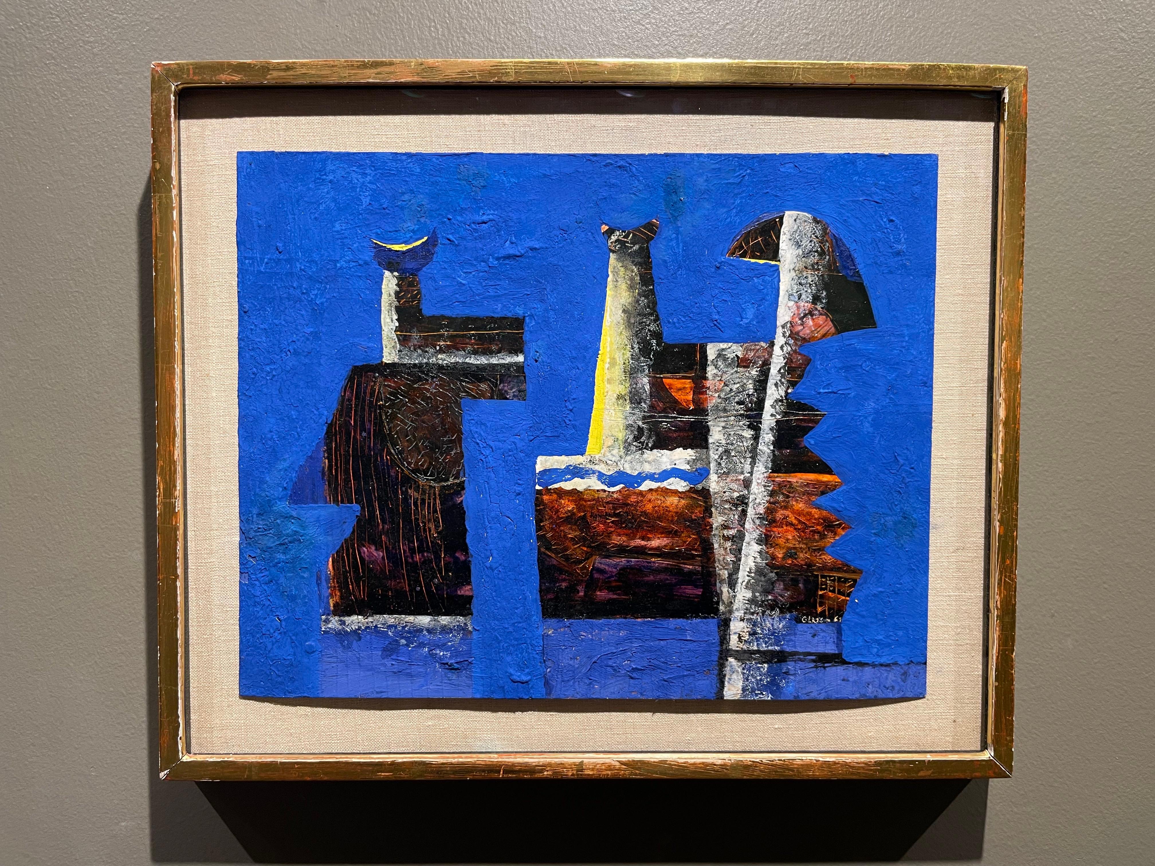 Das Spiel, Abstrakter Expressionist, Blaue Figurale Arbeit im Angebot 3