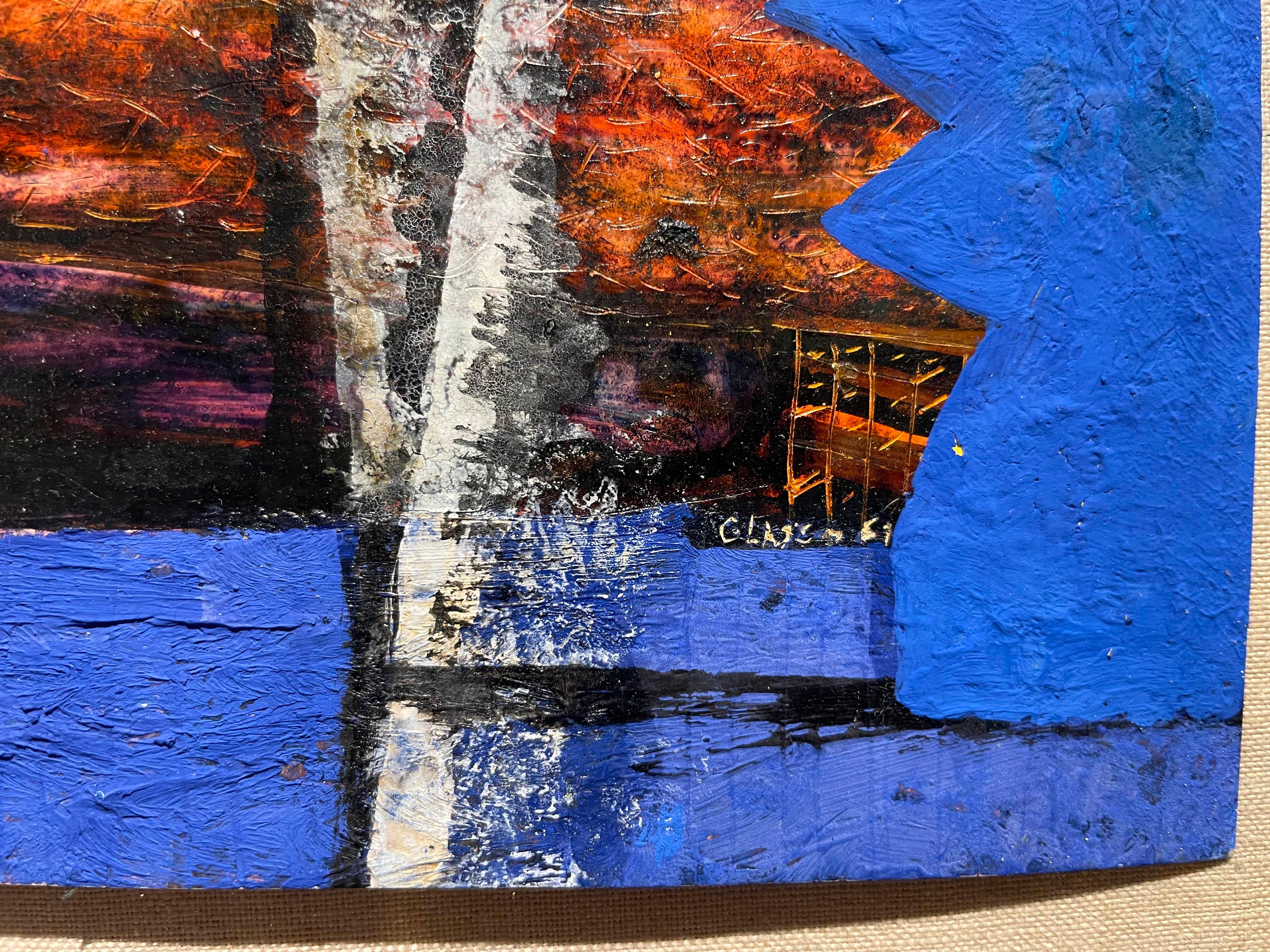 Das Spiel, Abstrakter Expressionist, Blaue Figurale Arbeit im Angebot 4