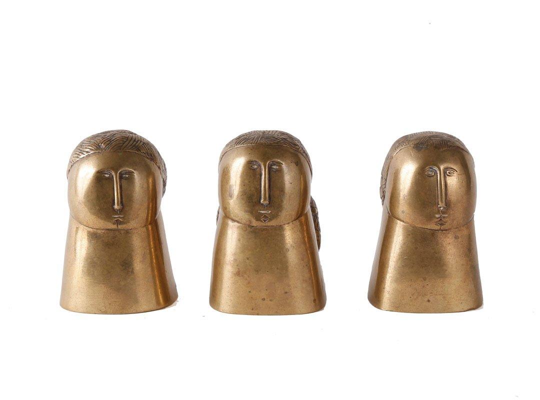 Three Heads, 20th Century bronze works by abstract expressionst Joseph Glasco For Sale 2