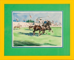 "Quatre joueurs de polo de Meadow Brook" Assiette en couleurs de Joseph Golinkin (1896-1977)