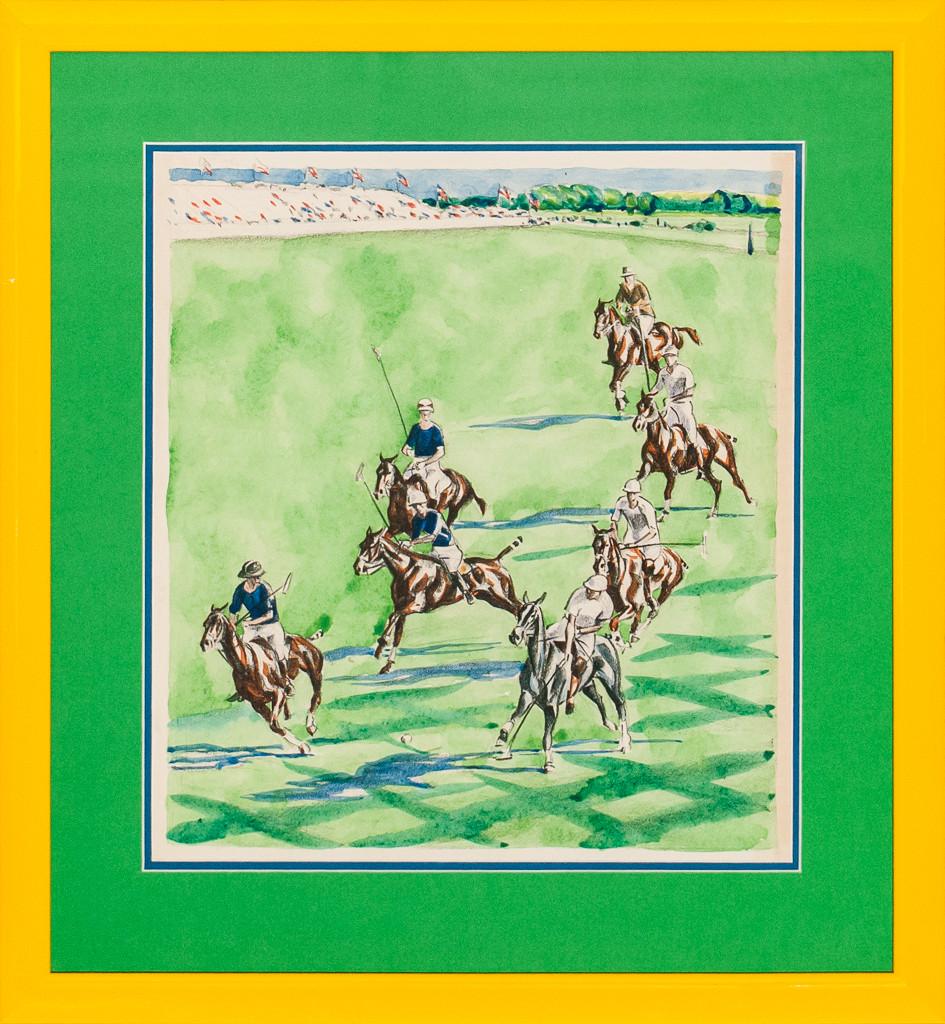 Internationaler Polospiel-Farbteller aus den 1930er Jahren

Kunst Sz: 12 "H x 10 1/2 "W

Rahmengröße: 17 1/4 "H x 15 1/2'W

Joseph Webster Golinkin (10. September 1896 - 8. September 1977) war ein amerikanischer Künstler und Konteradmiral in der