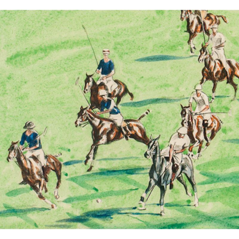 Hand-coloured litho depicting seven polo players on the intl field

Art Sz: 12