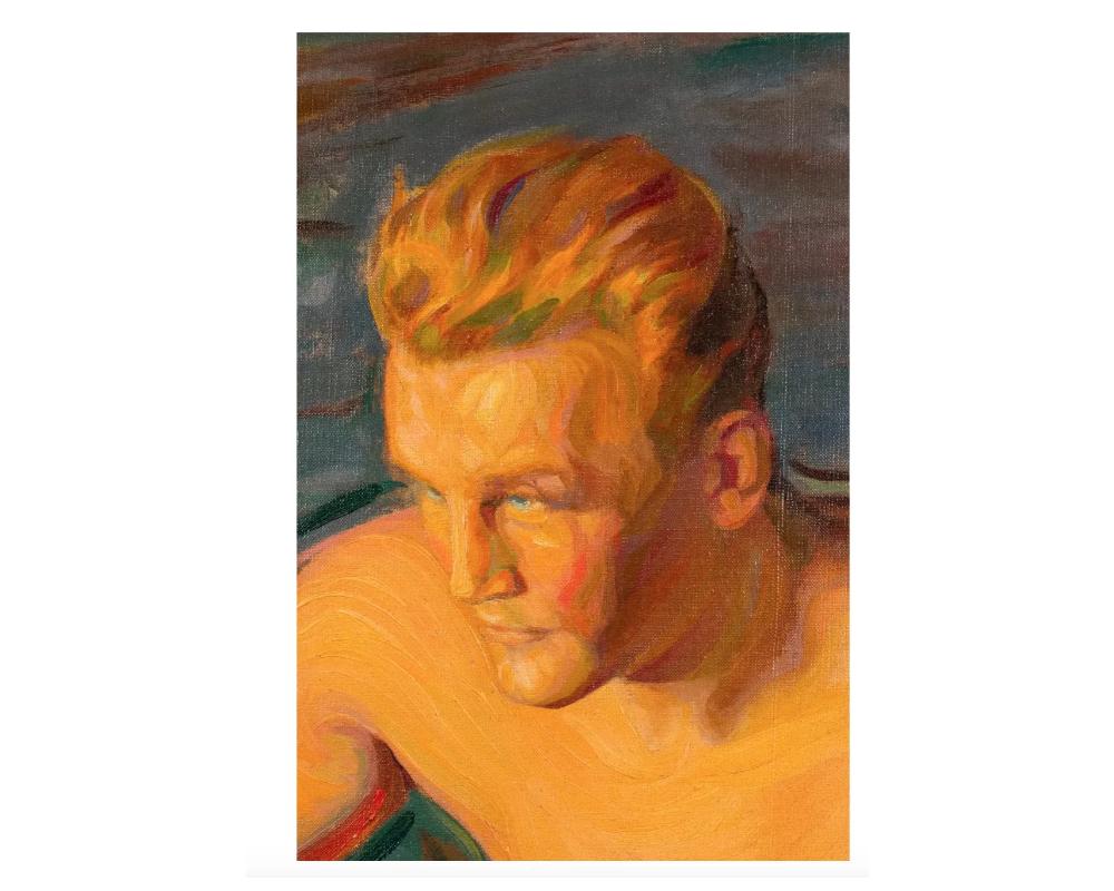 North American Joseph Goss Cowell American 1886 - 1968, the Boxer Oil on Canvas Painting For Sale