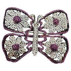 JOSEPH GOURDJI vintage bronze tone rhinestones butterfly designer brooch pendant