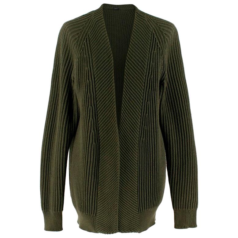 Joseph Green Ribbed Knit Open Cardigan estimated SIZE M For Sale