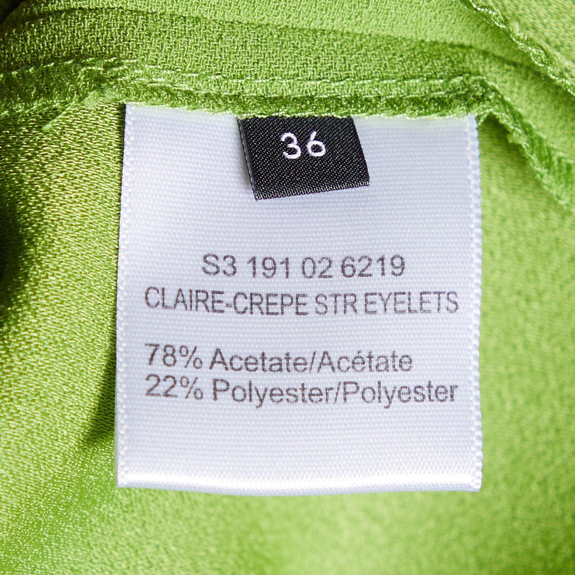 Joseph Green Stretch Crepe Eyelet Detail Shift Dress S 1