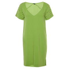 Joseph Green Stretch Crepe Eyelet Detail Shift Dress S