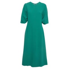 Joseph Green Stretch Crepe Puff Sleeve Midi Dress L