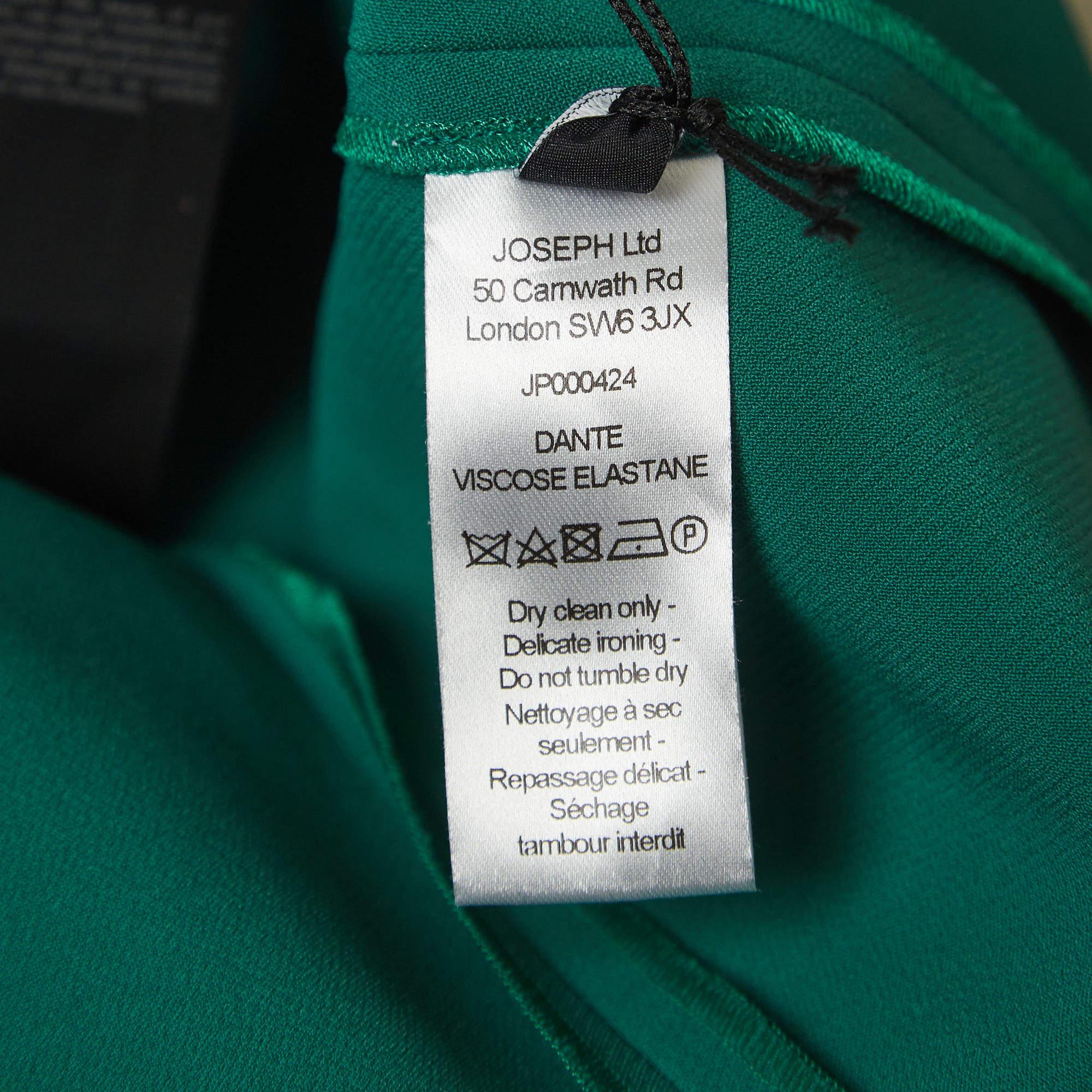 Joseph Green Stretch Crepe Puff Sleeve Midi Dress S In Excellent Condition For Sale In Dubai, Al Qouz 2