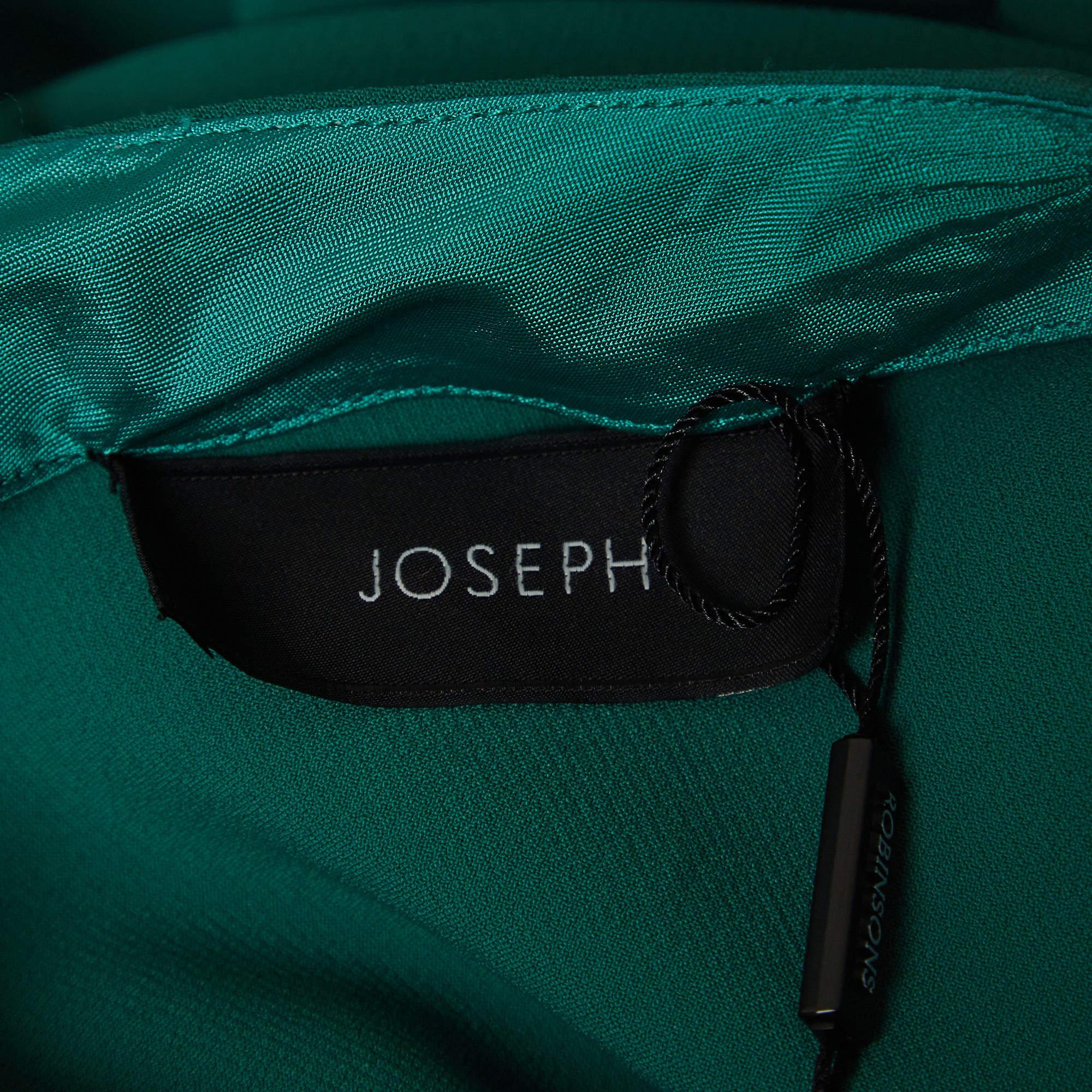 Joseph Green Stretch Crepe Puff Sleeve Midi Dress S For Sale 1
