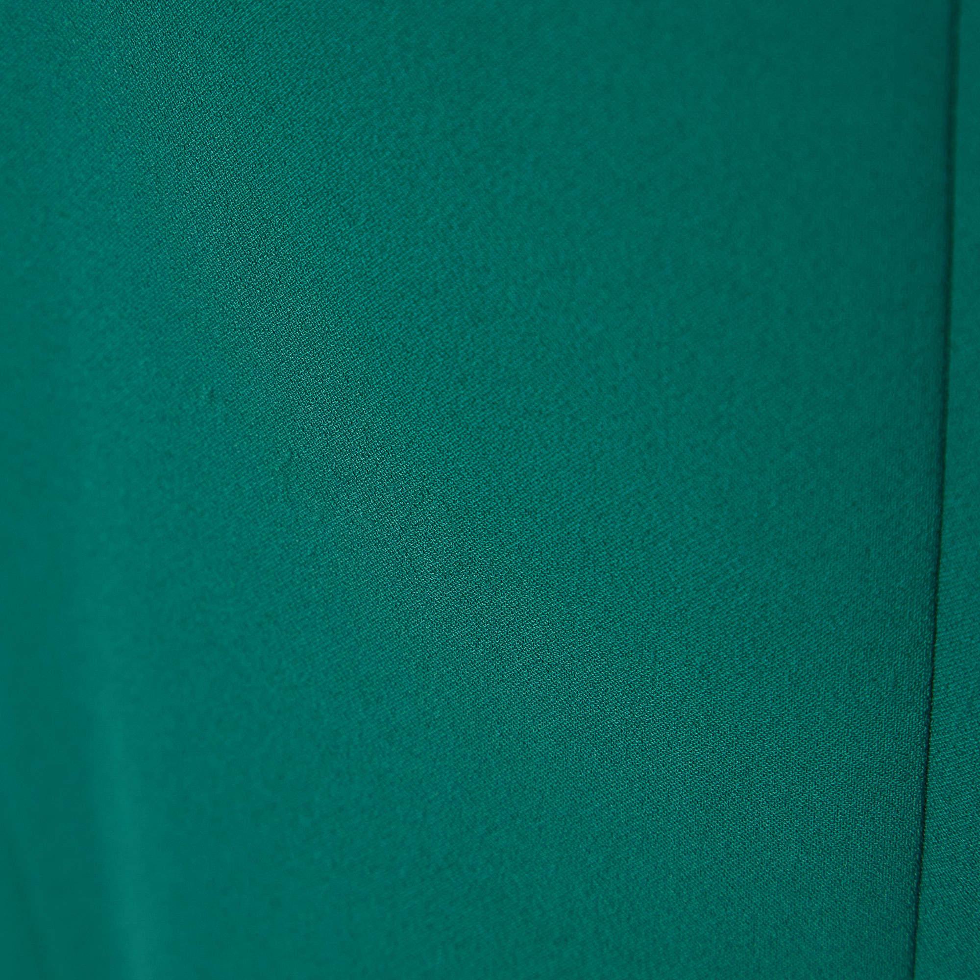 Joseph Green Stretch Crepe Puff Sleeve Midi Dress S For Sale 2