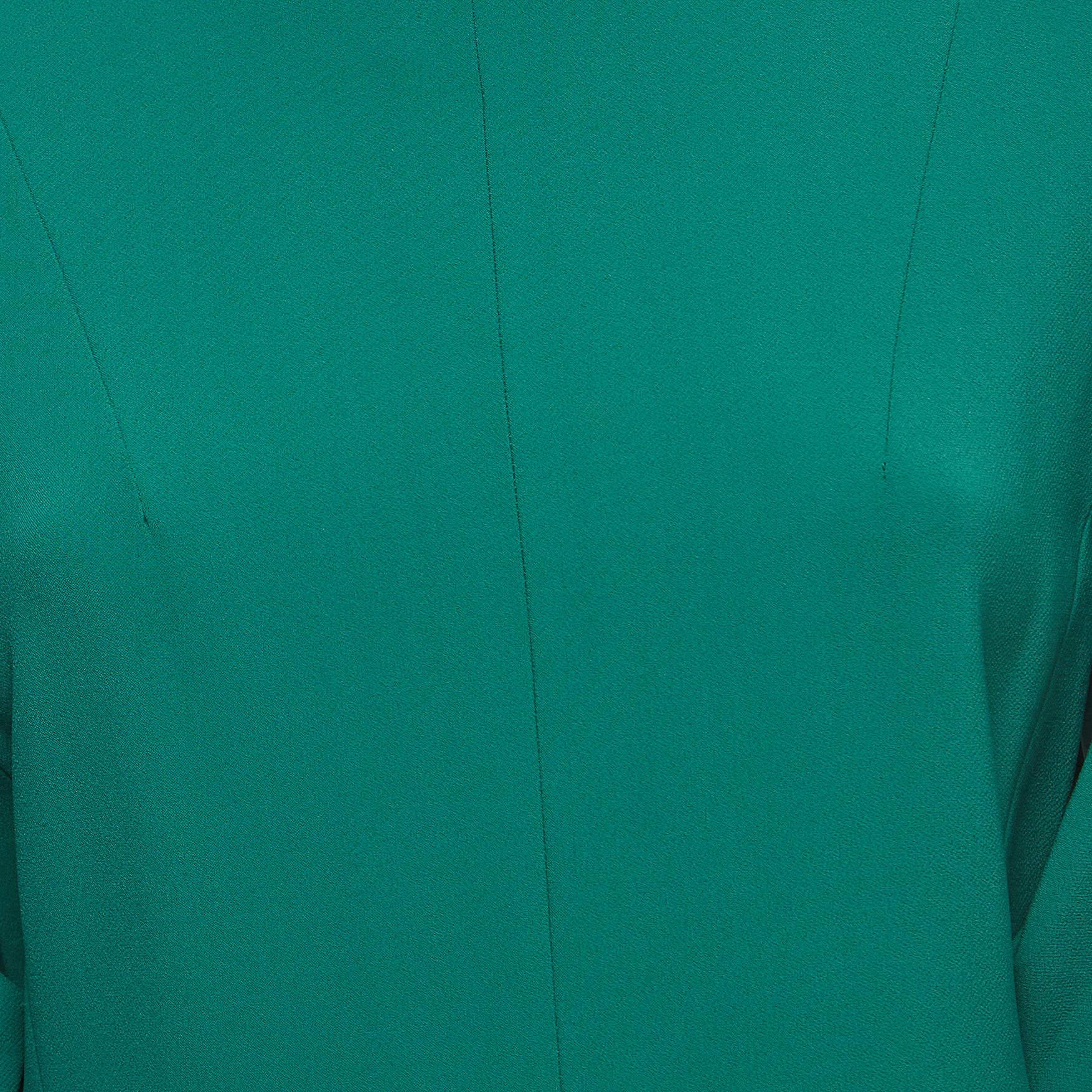 Joseph Green Stretch Crepe Puff Sleeve Midi Dress S For Sale 3