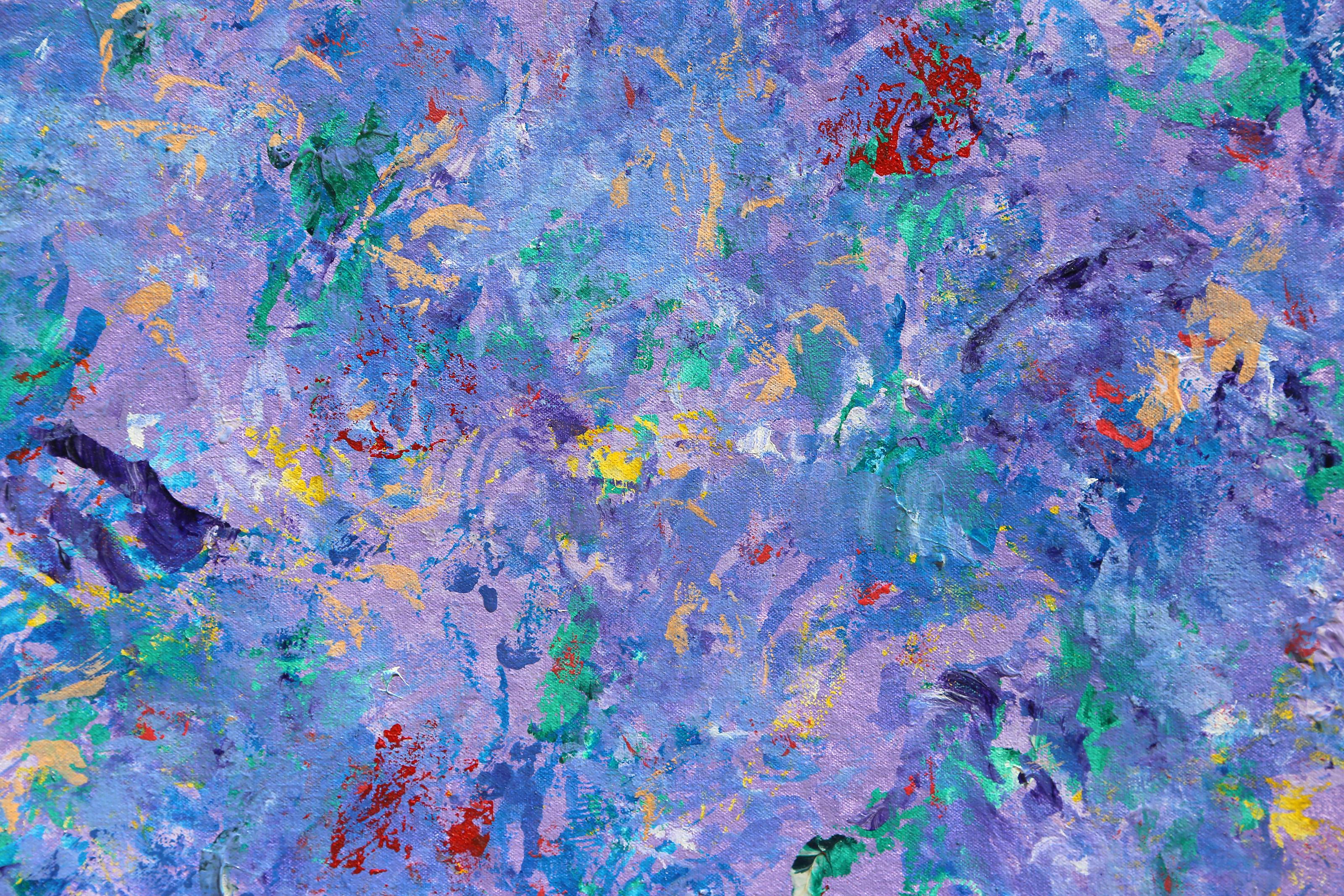 Blue Composition, Abstract Expressionist Oil on Canvas Painting by Joseph Grippi For Sale 1