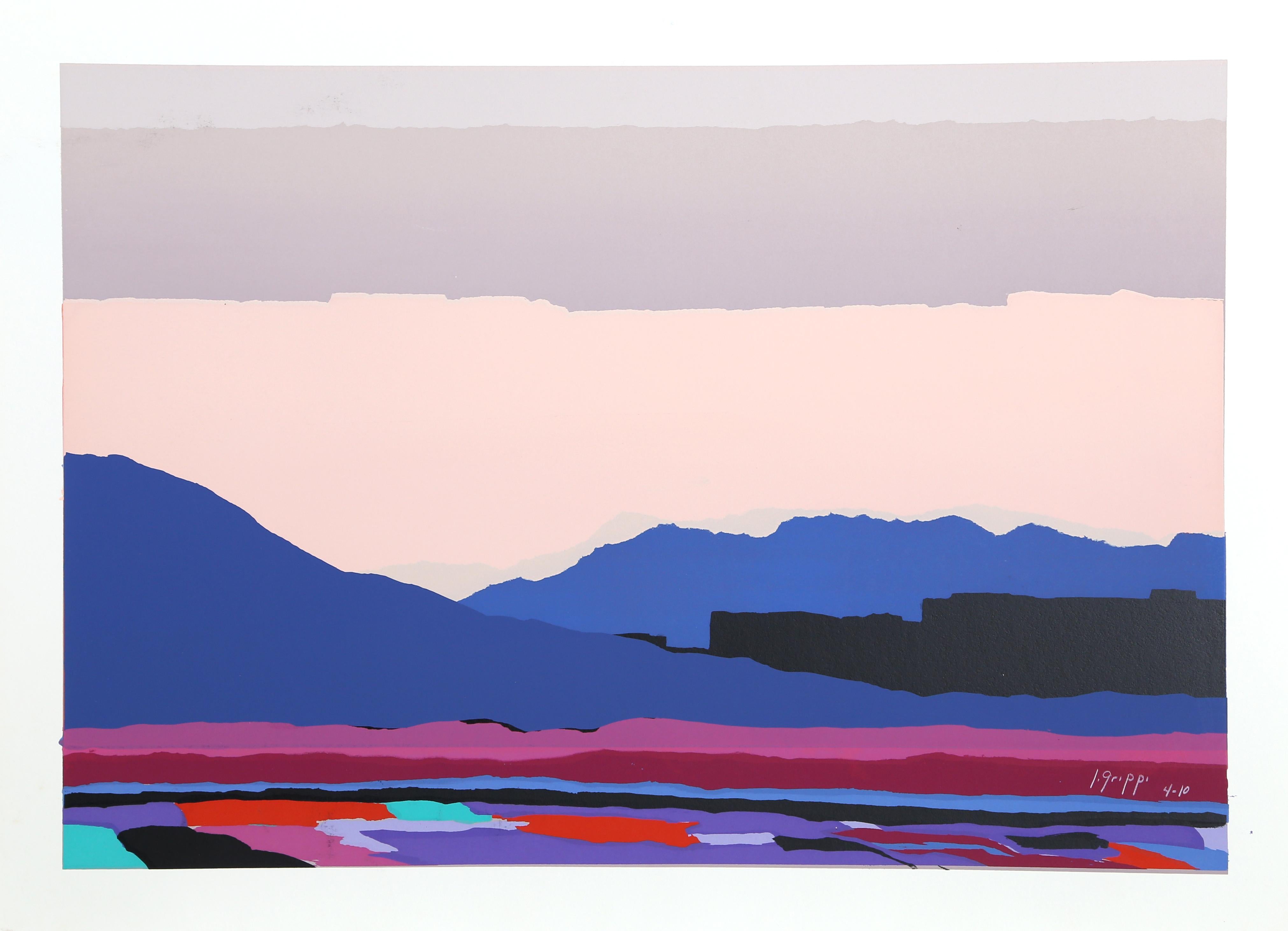 Artistics : Joseph Grippi, Américain (1924 - 2001)
Titre : Paysage bleu
Année : vers 1975
Support : Sérigraphie, signée et numérotée au crayon
Édition : 10
Taille de l'image : 18 x 26 pouces
Taille : 55,88 x 76,2 cm (22 x 30 in.)