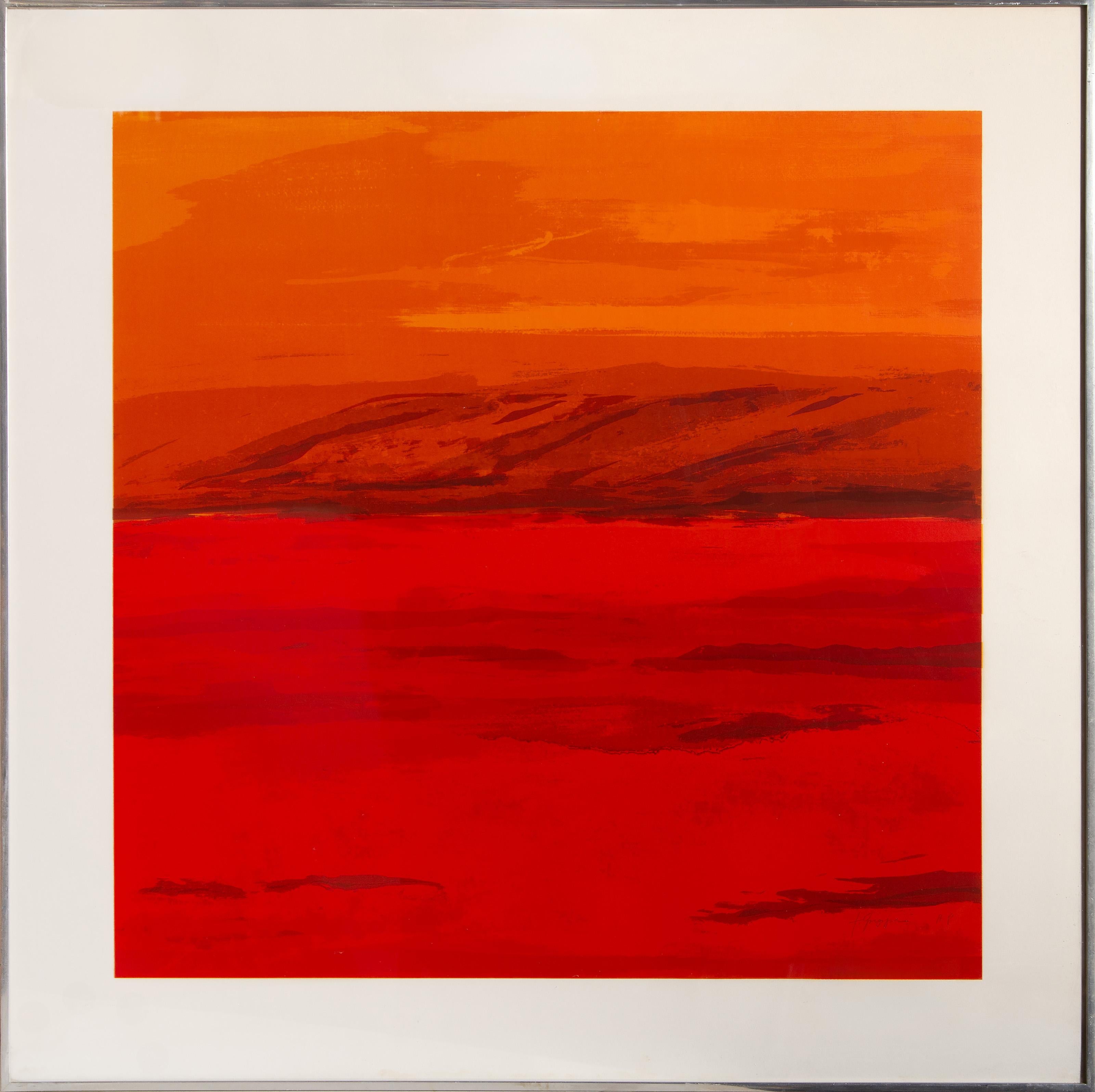  Joseph Grippi, Amerikaner (1924 - 2001) -  Canyon Serie II, Jahr: ca. 1975, Medium: Siebdruck, signiert und nummeriert mit Bleistift, Auflage: AP, Bildgröße: 28 x 28 Zoll, Größe: 34,5 x 34,5 Zoll (87,63 x 87,63 cm), Rahmengröße: 35,25 x 35,25 Zoll 