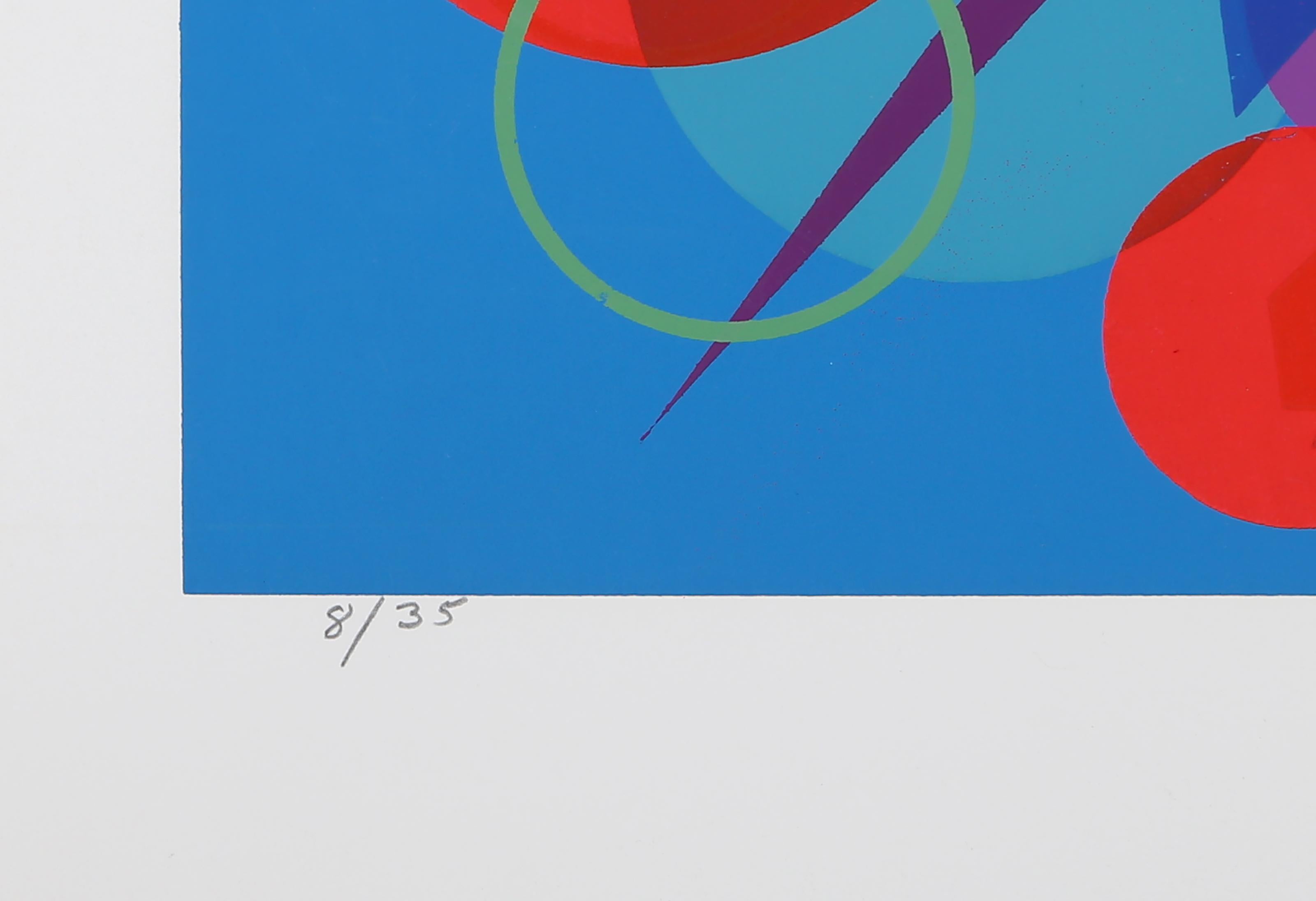 Bunt geometrischer abstrakter Raumteilerdruck von Joseph Grippi im Angebot 3