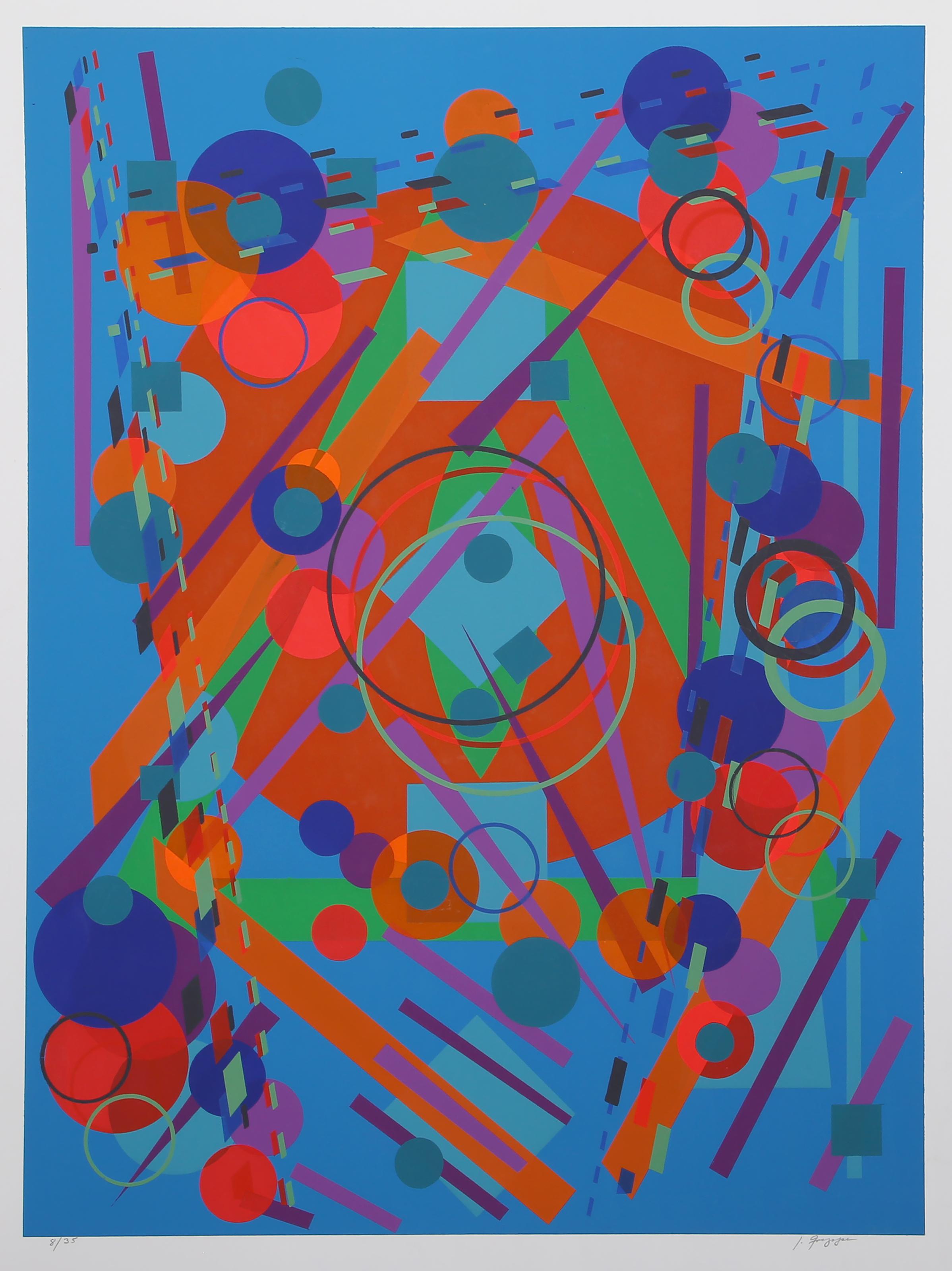 Joseph Grippi, Amerikaner (1924 - 2001) - Farbige Kreise, Jahr: 1968, Medium: Siebdruck, signiert und nummeriert mit Bleistift, Auflage: 8/35, Bildgröße: 24 x 18 Zoll, Größe: 28 x 20,25 Zoll (71,12 x 51,44 cm)