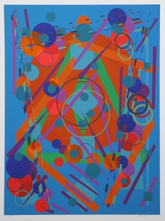 Colorful Geometric Abstract Screen Print by Joseph Grippi
