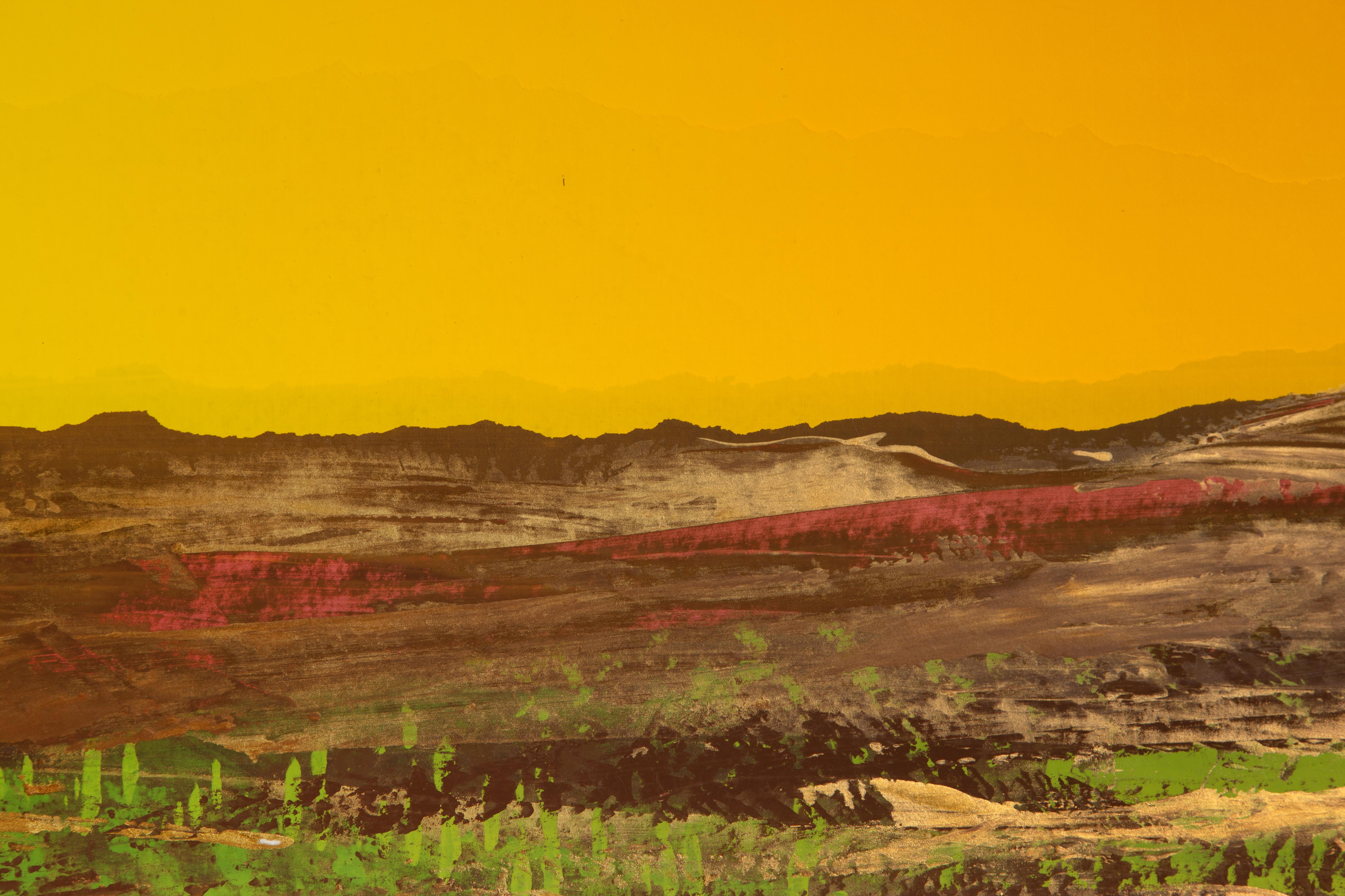 Desert at Sunset - Abstract Screenprint Monoprint by Joseph Grippi For Sale 1