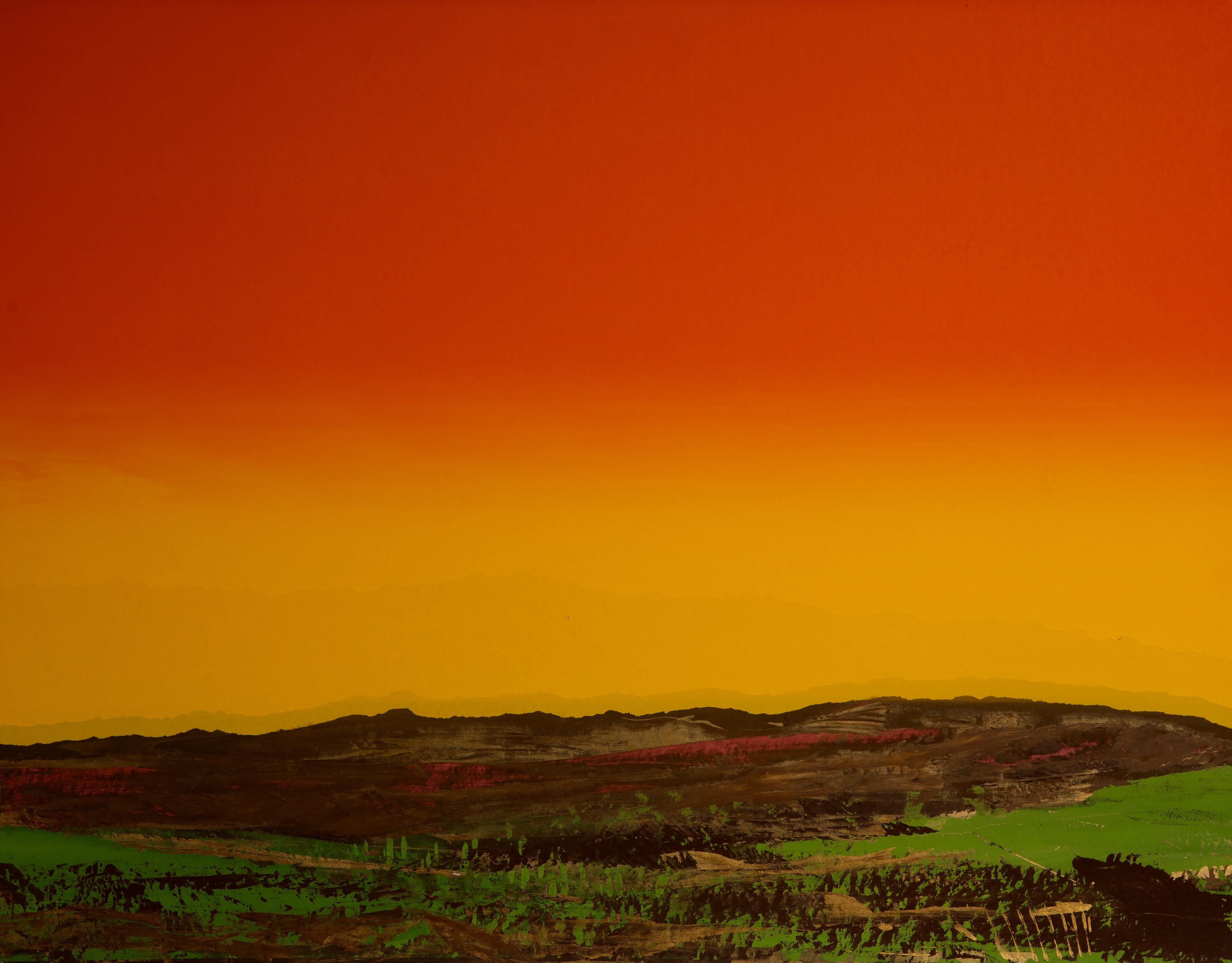Désert au coucher du soleil - Sérigraphie abstraite Monoprint par Joseph Grippi
