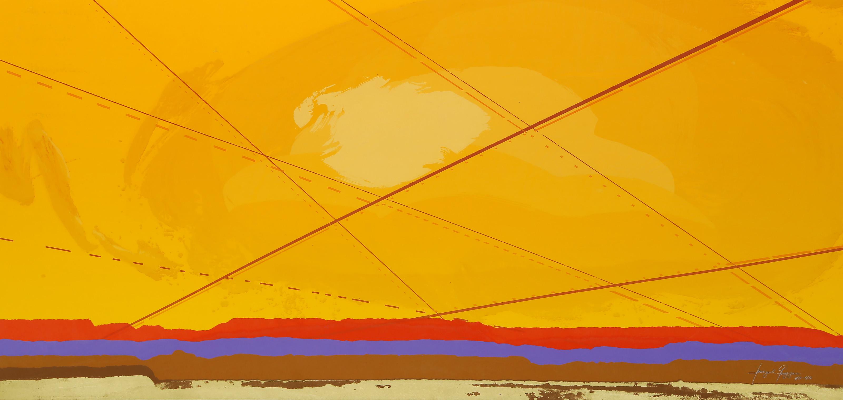 Joseph Grippi, American (1924 - 2001) - Flight Paths, Year:  circa 1970, Medium:  Screenprint Monoprint, signed and numbered in pencil, Edition:  40/40, Size:  14 x 29 in. (35.56 x 73.66 cm) 
