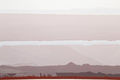 Graue, braune, hellbraune, rote Landschaft – Abstrakter Monotypie-Raumteilerdruck von Joseph Grippi