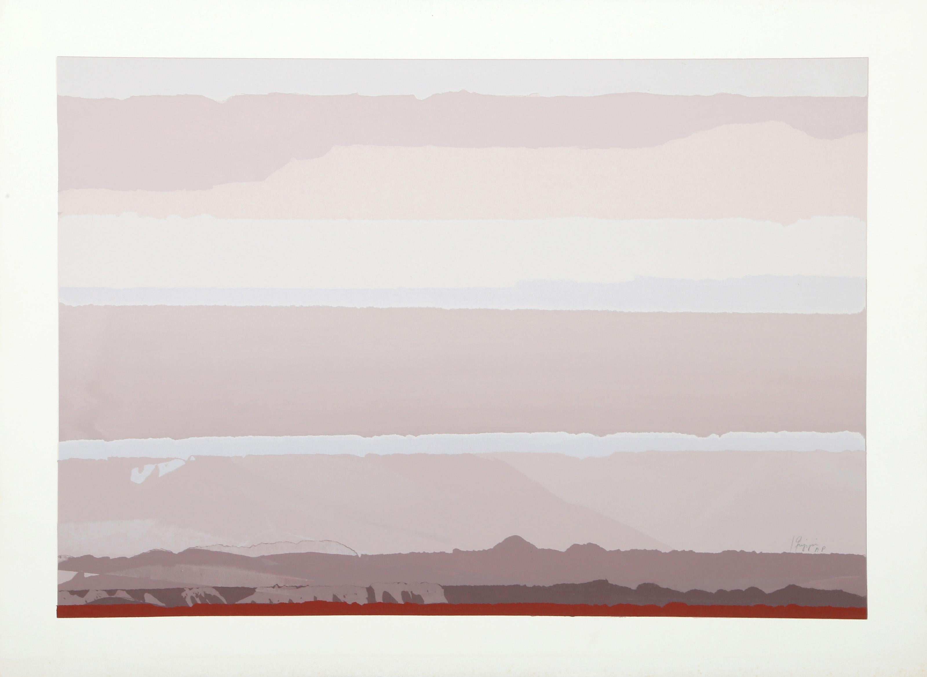 Gray, Tan, Red Landscape
Joseph Grippi, American (1924–2001)
Monotype Screenprint, signed in pencil lower right
Edition of AP
Image Size: 18 x 26 inches
Size: 22 x 30 in. (55.88 x 76.2 cm)