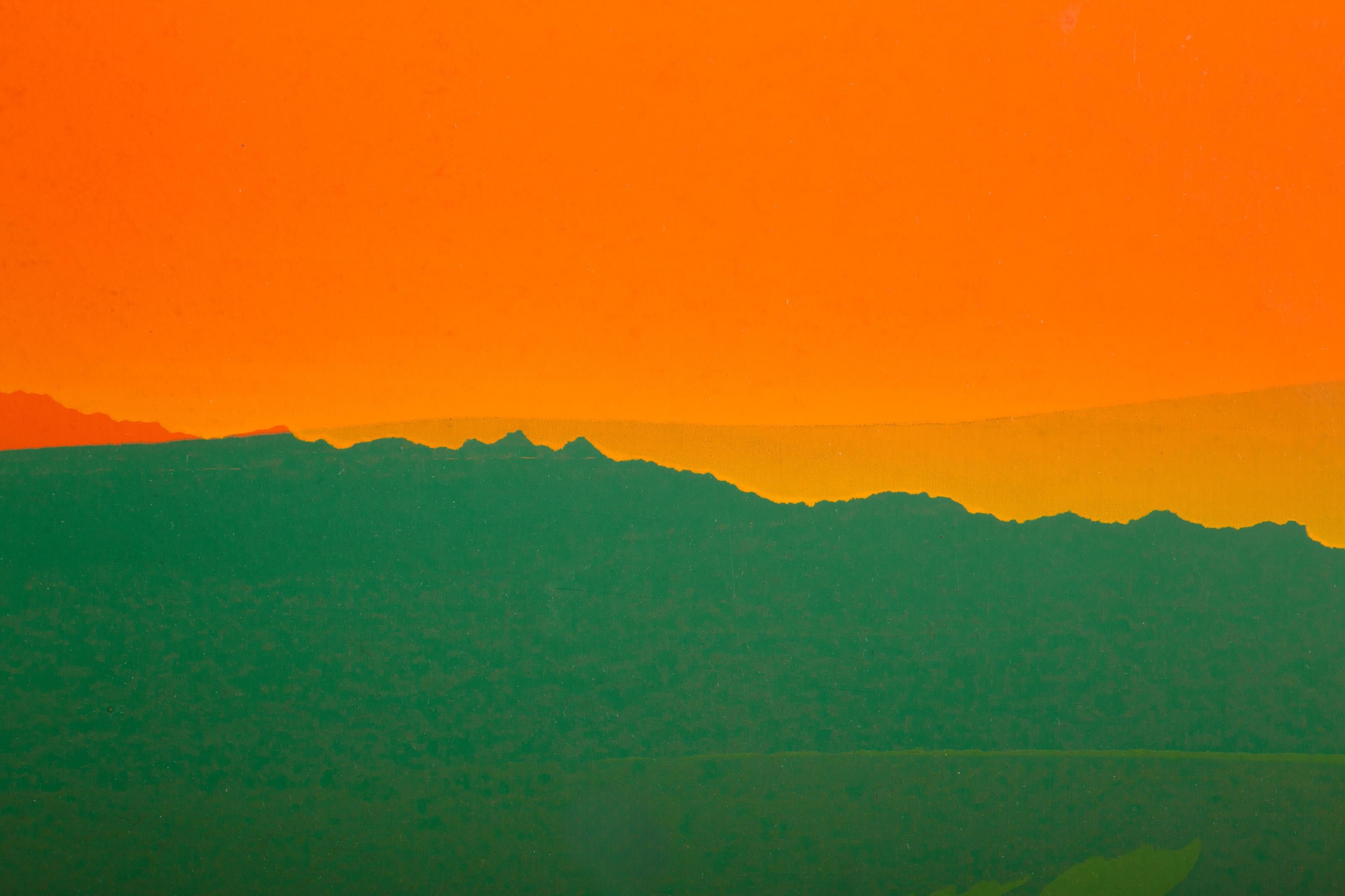 Green Mountain, Minimalist Screenprint Monoprint by Joseph Grippi For Sale 1
