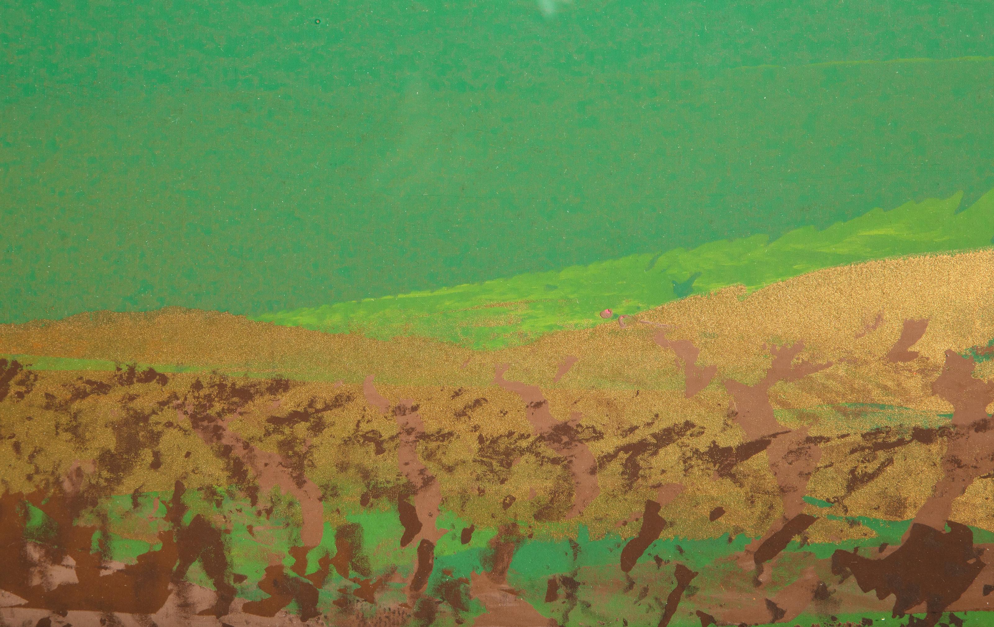 Green Mountain, Minimalist Screenprint Monoprint by Joseph Grippi For Sale 2