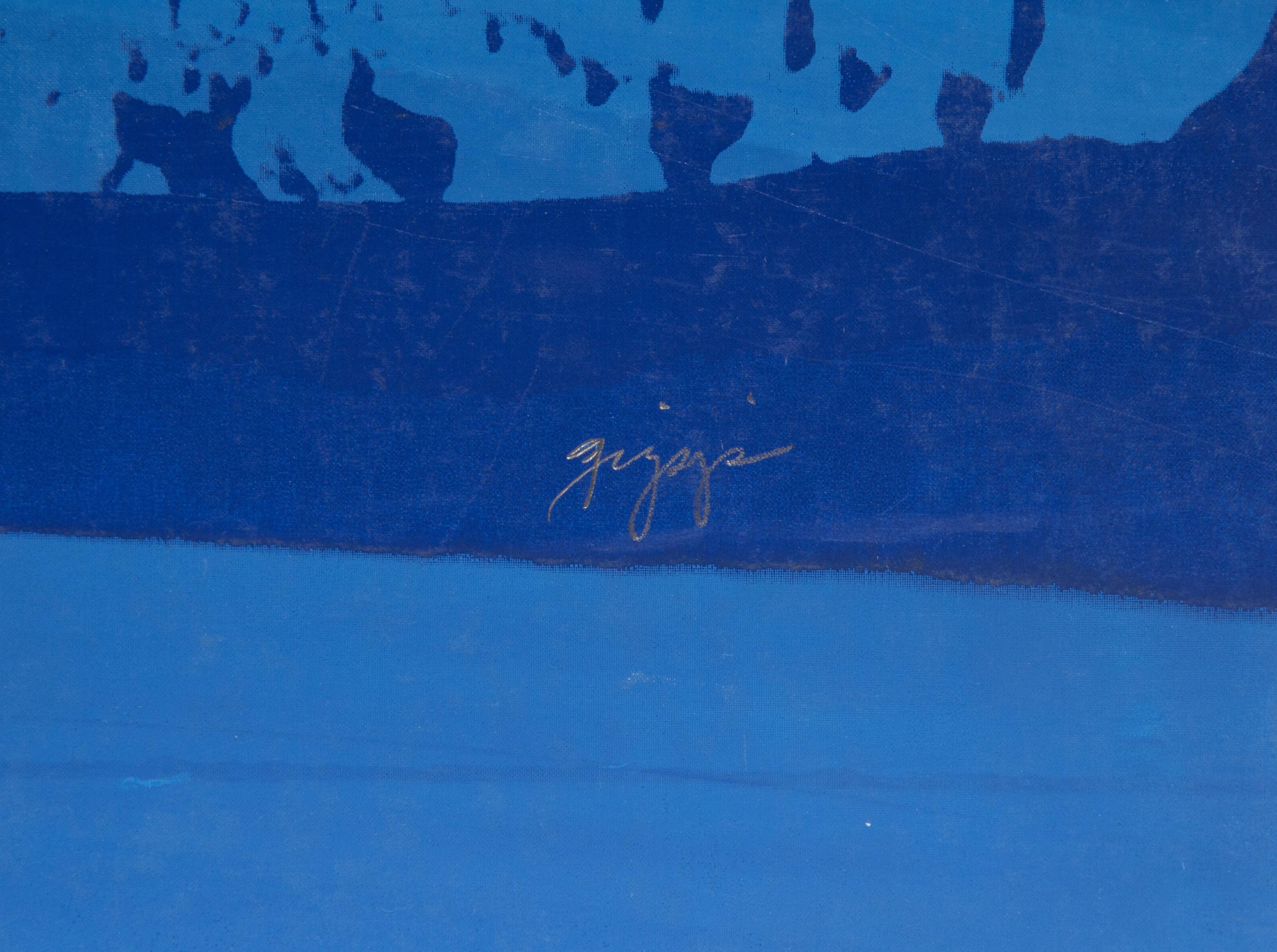 Paysage en bleu et argent - Sérigraphie abstraite de Joseph Grippi en vente 3