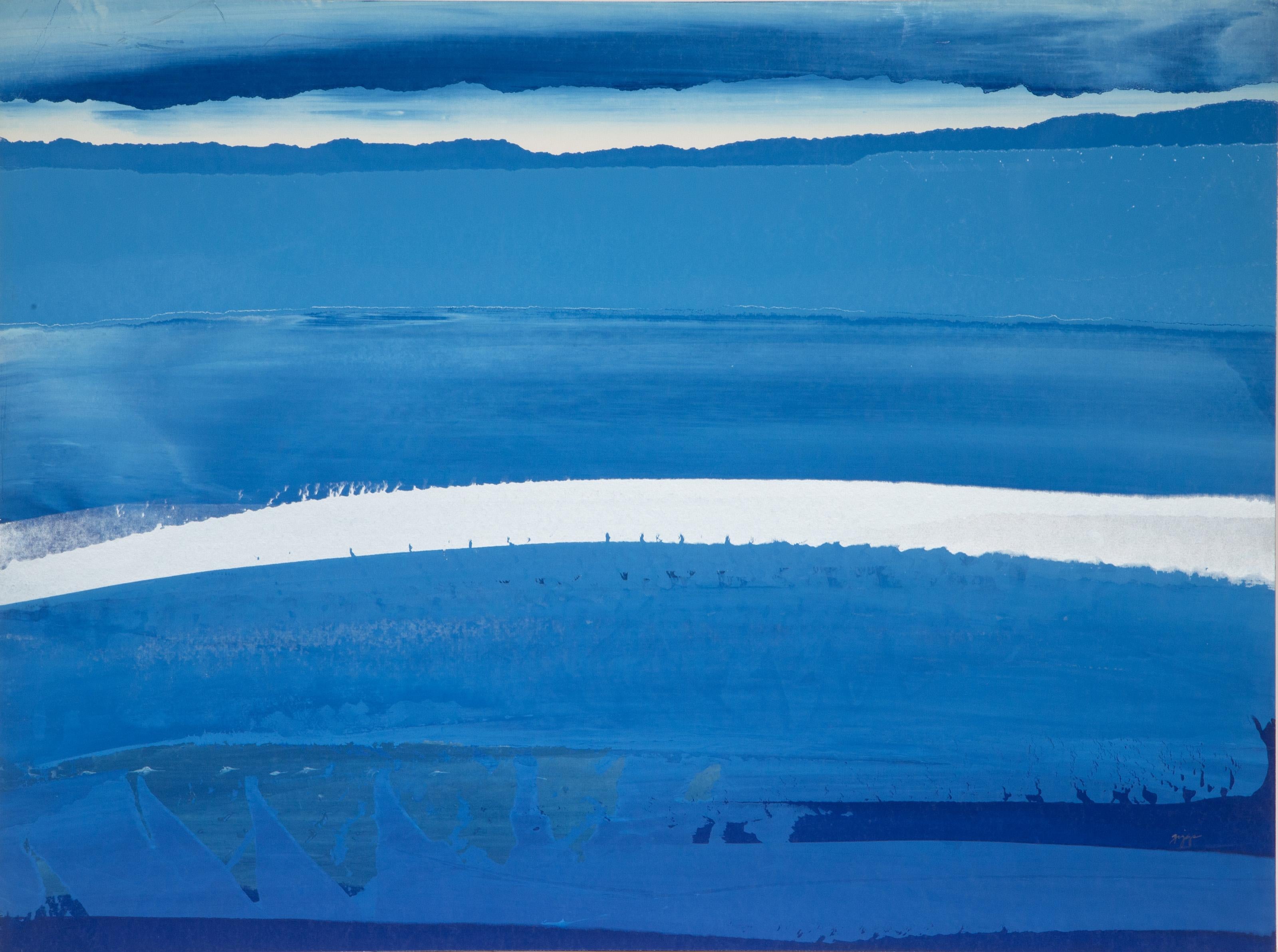 Paysage en bleu et argent
Joseph Grippi, Américain (1924-2001)
Sérigraphie, signée au crayon
Taille : 30 x 40 in. (76.2 x 101.6 cm)