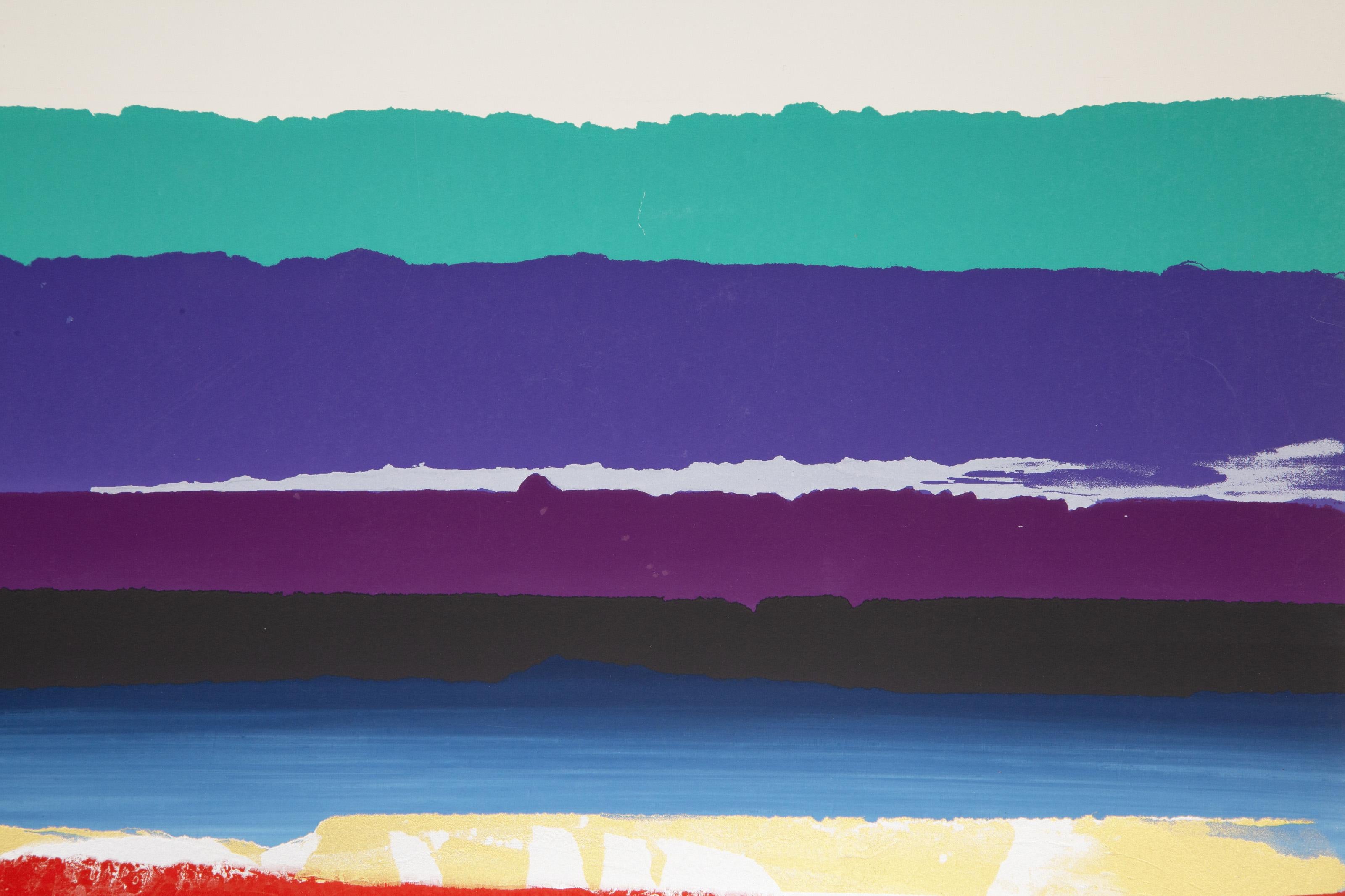 Landscape in Green, Blue and Purple - Abstract Screenprint by Joseph Grippi For Sale 2