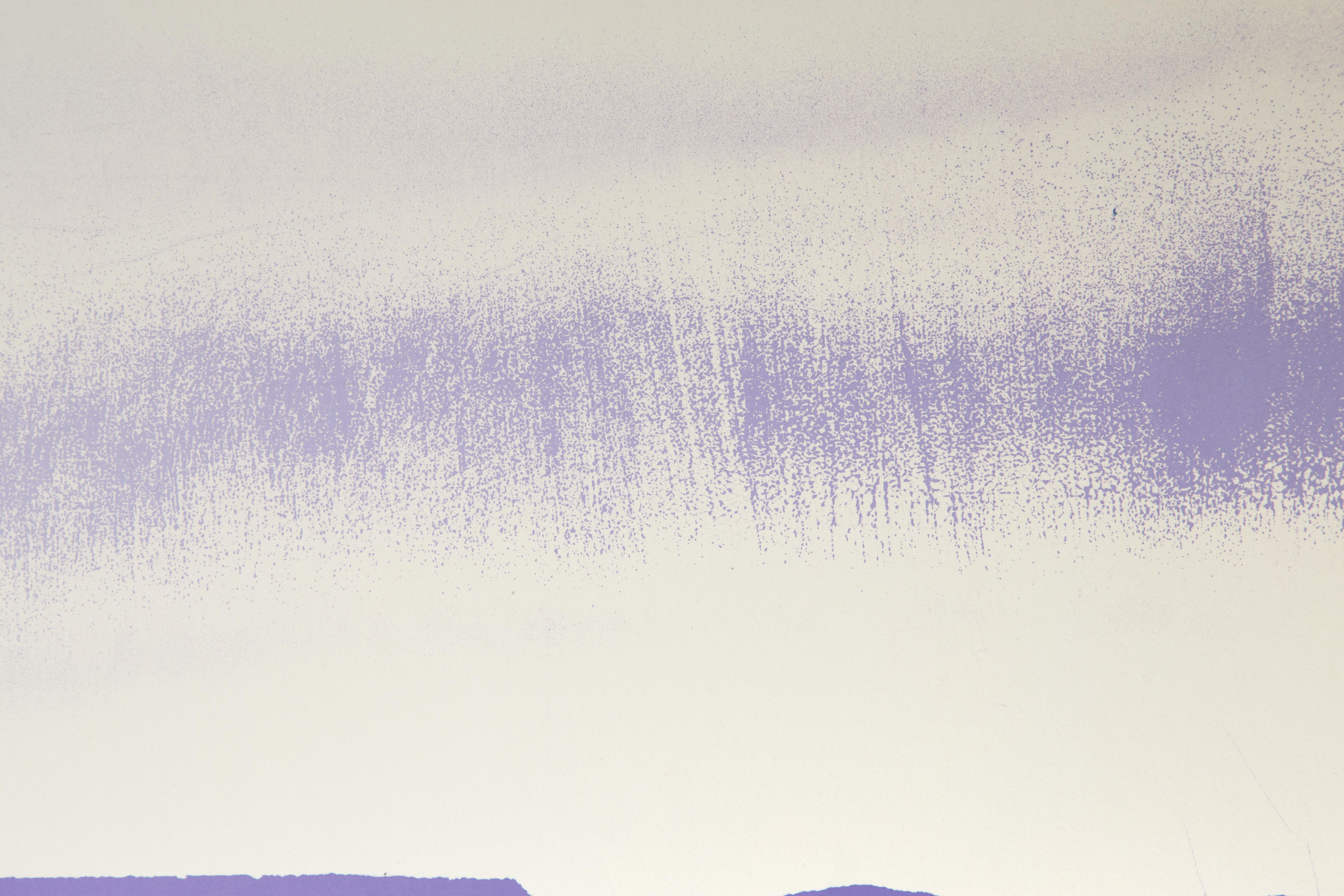 Paysage violet, vert, bleu et rouge - Sérigraphie abstraite de Joseph Grippi en vente 1