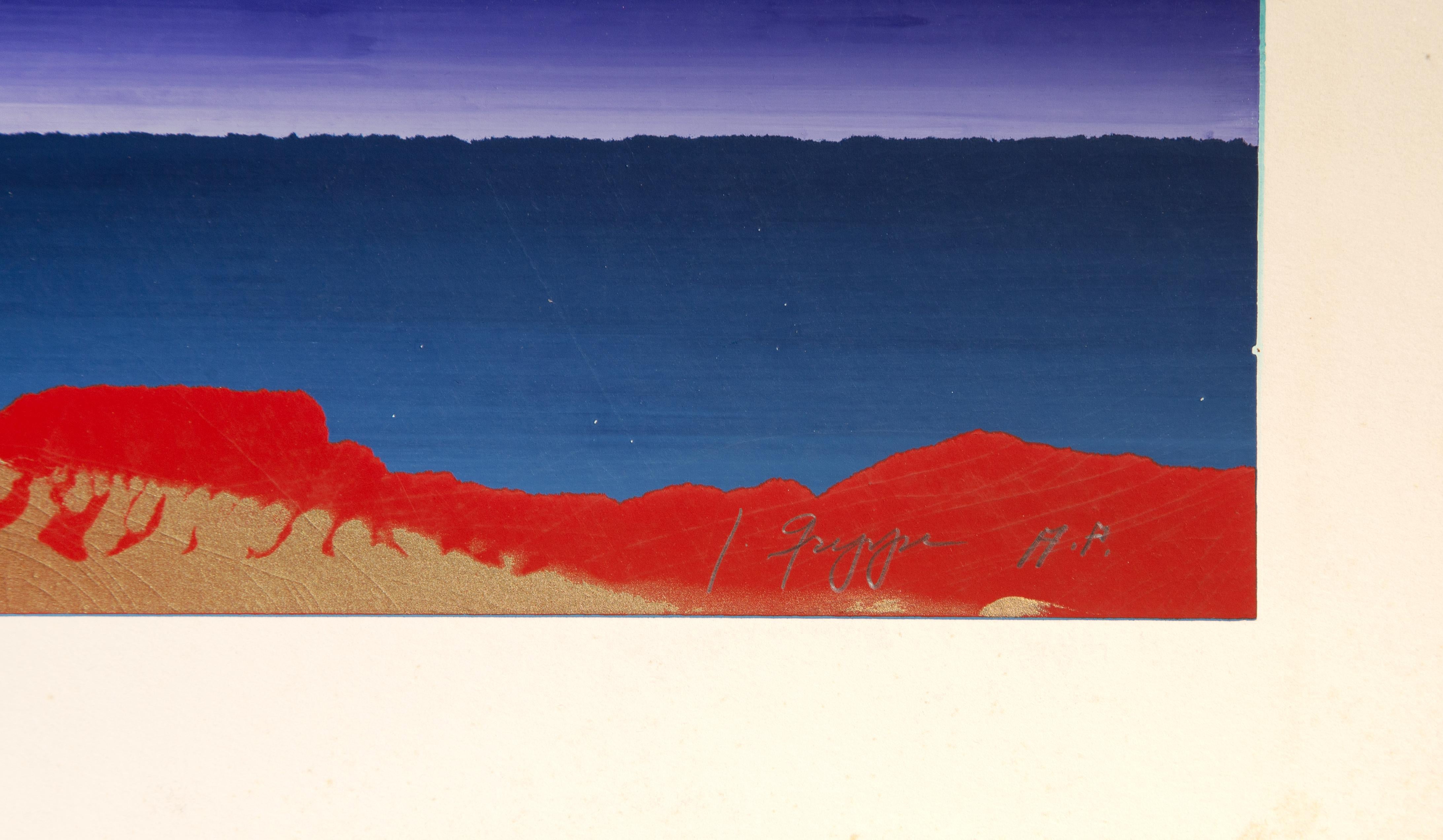 Paysage violet, vert, bleu et rouge - Sérigraphie abstraite de Joseph Grippi en vente 3