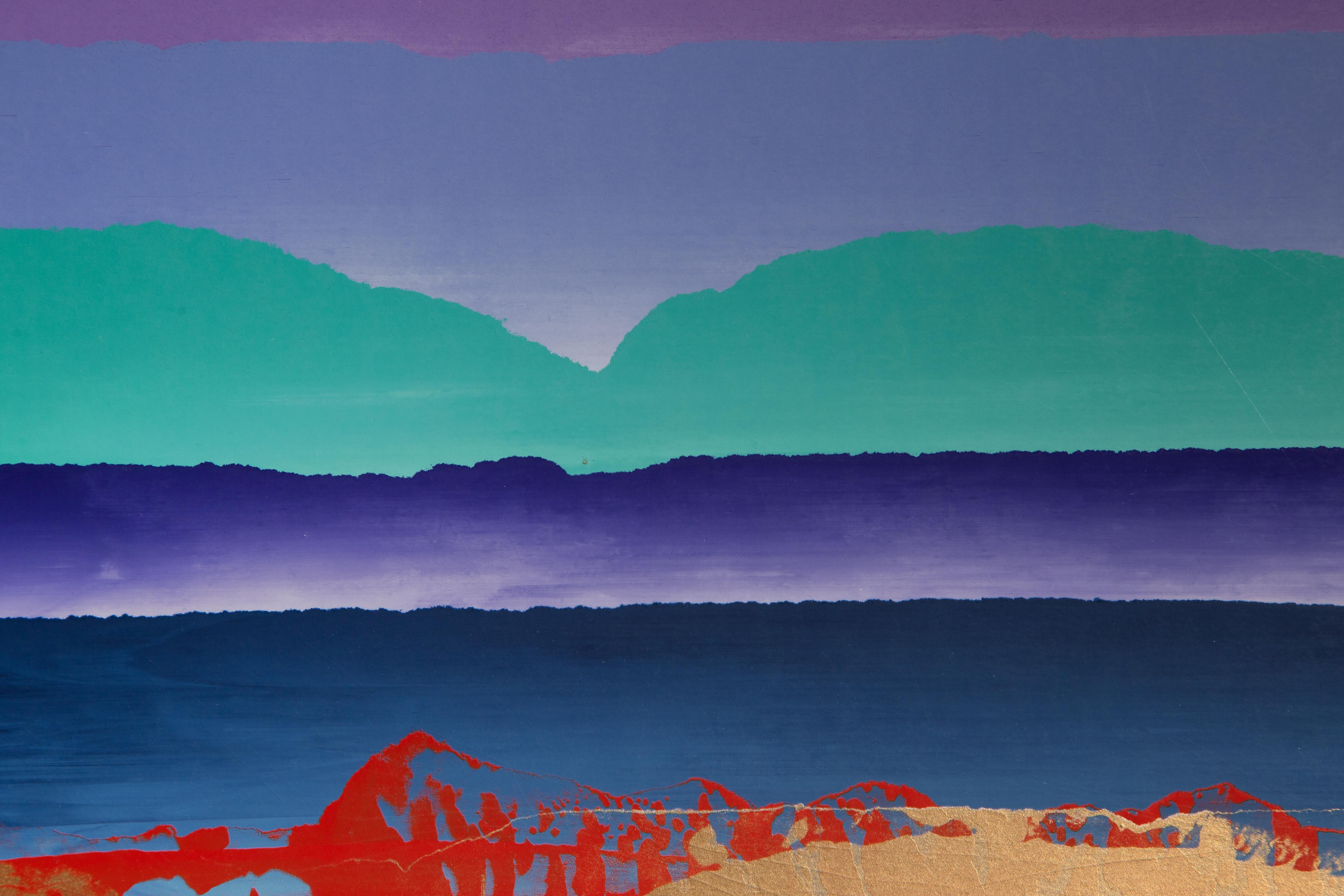 Paysage violet, vert, bleu et rouge - Sérigraphie abstraite de Joseph Grippi en vente 4