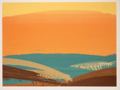 Coucher de soleil orange, sérigraphie abstraite minimaliste par Joseph Grippi