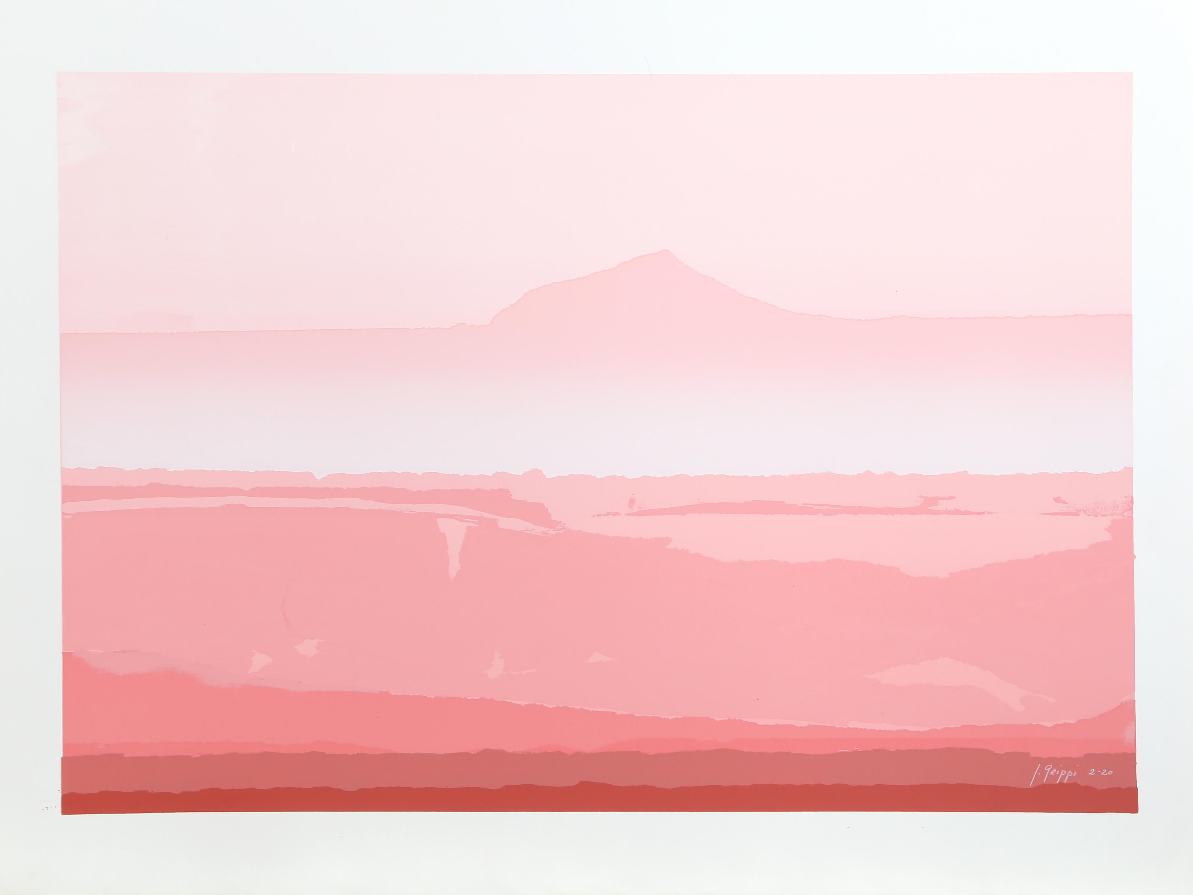 Pink Landscape, Abstract Silkscreen  by Joseph Grippi