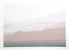 Paysage brun clair sérigraphié abstrait de Joseph Grippi