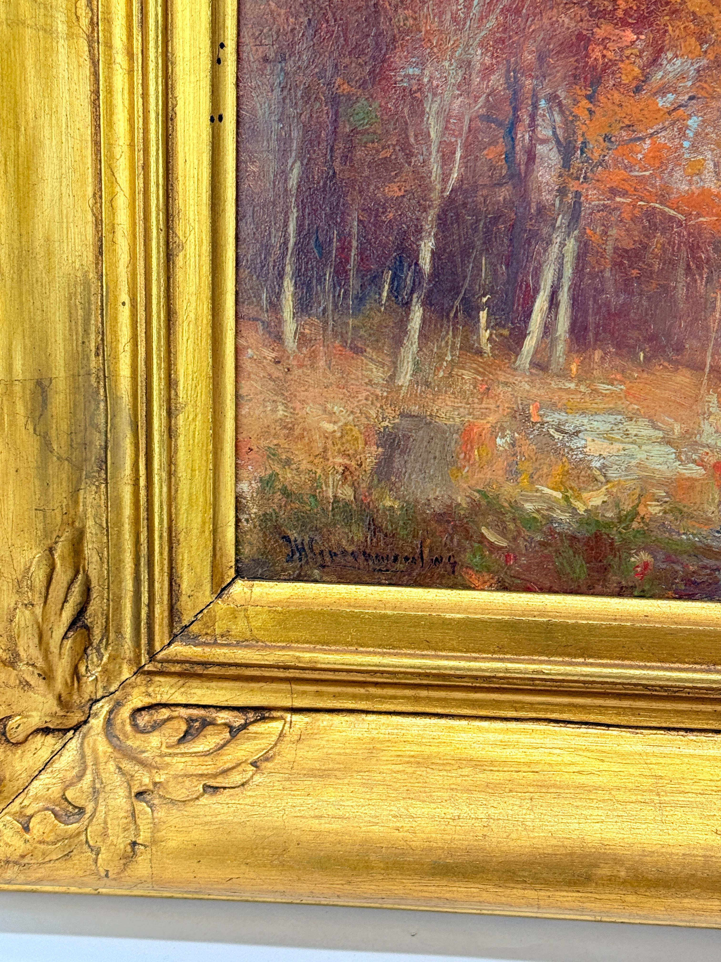 Arts and Crafts Joseph H. Greenwood (MA, 1857-1927) Tonalist New England Landscape For Sale