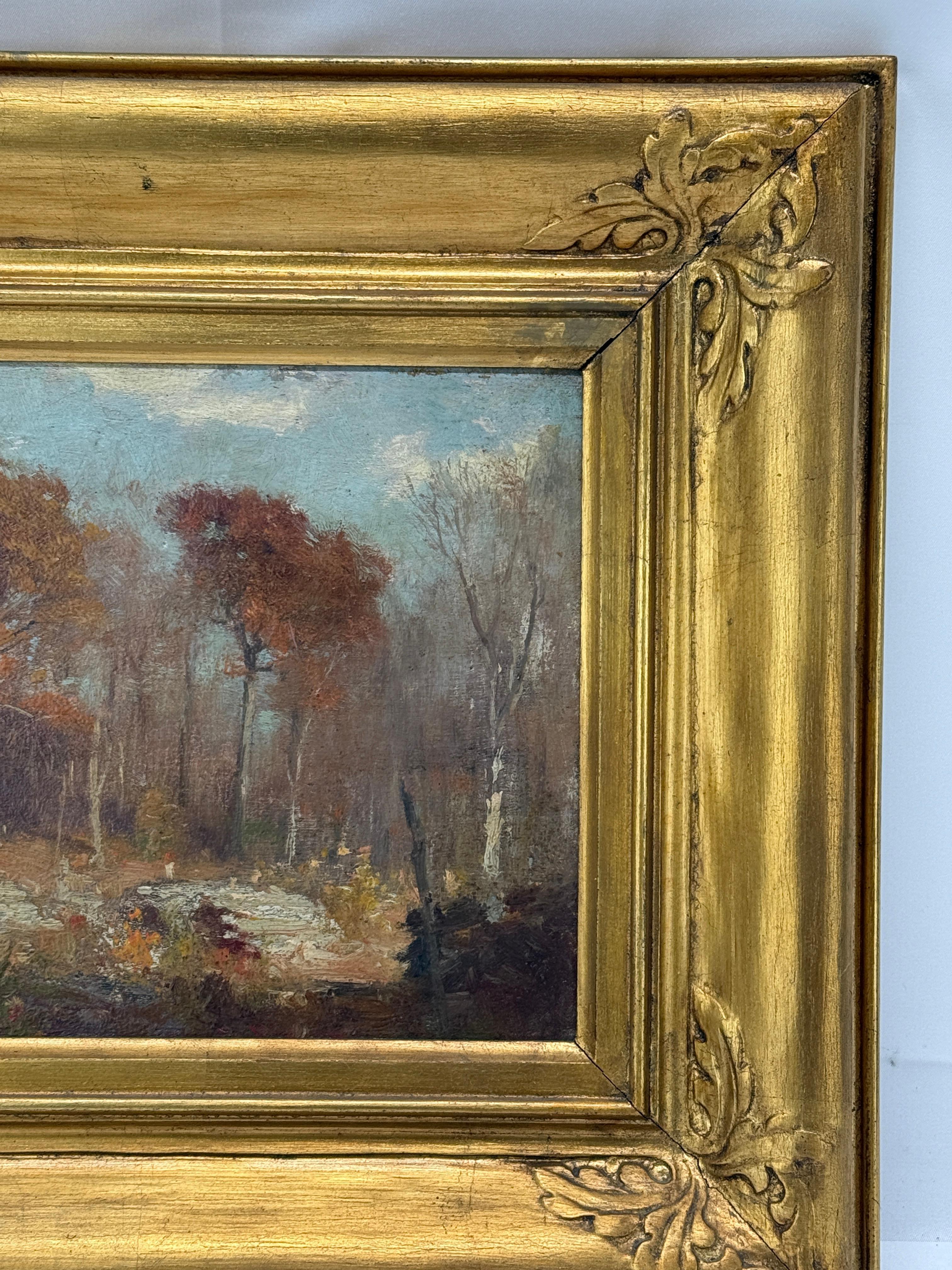 Giltwood Joseph H. Greenwood (MA, 1857-1927) Tonalist New England Landscape For Sale