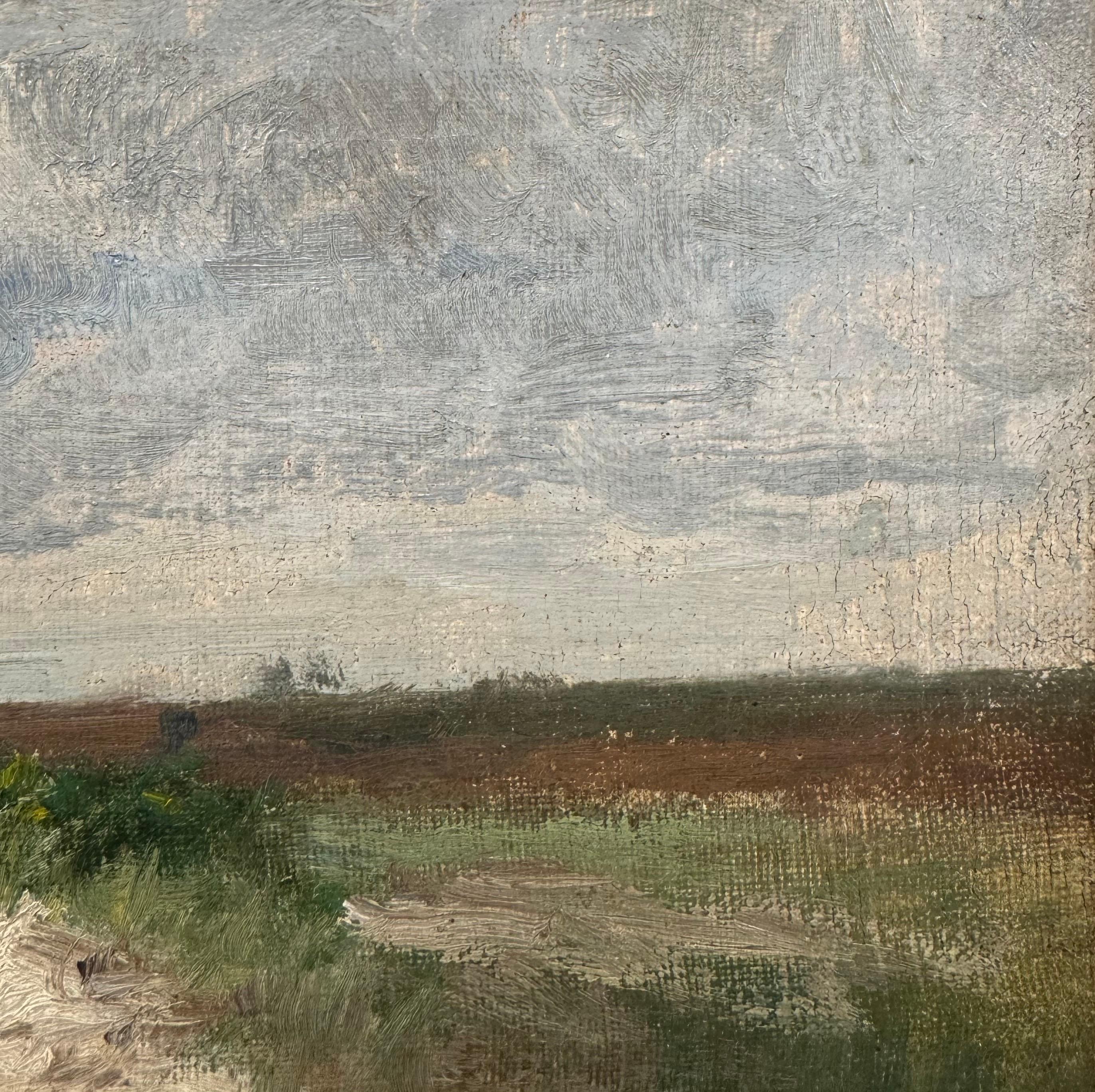 Une belle peinture côtière de l'artiste du Massachusetts Joseph H. Greenwood, connu pour ses paysages évocateurs de la Nouvelle-Angleterre. Cette œuvre capture le charme tranquille de la côte de Dartmouth, près de Nonquitt, où Greenwood passait