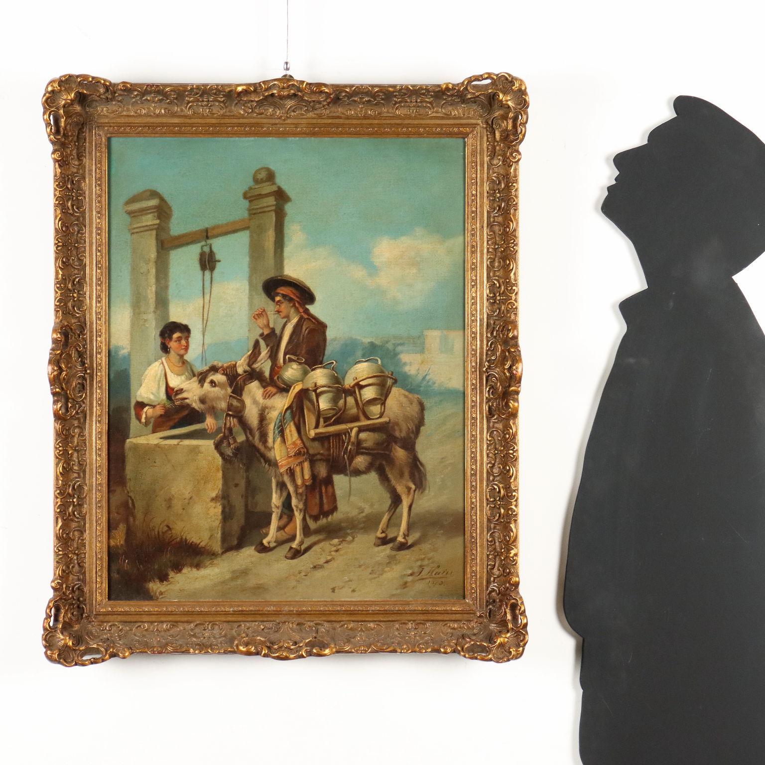 Corteggiamento al Pozzo 1873 - Painting di Joseph Haier