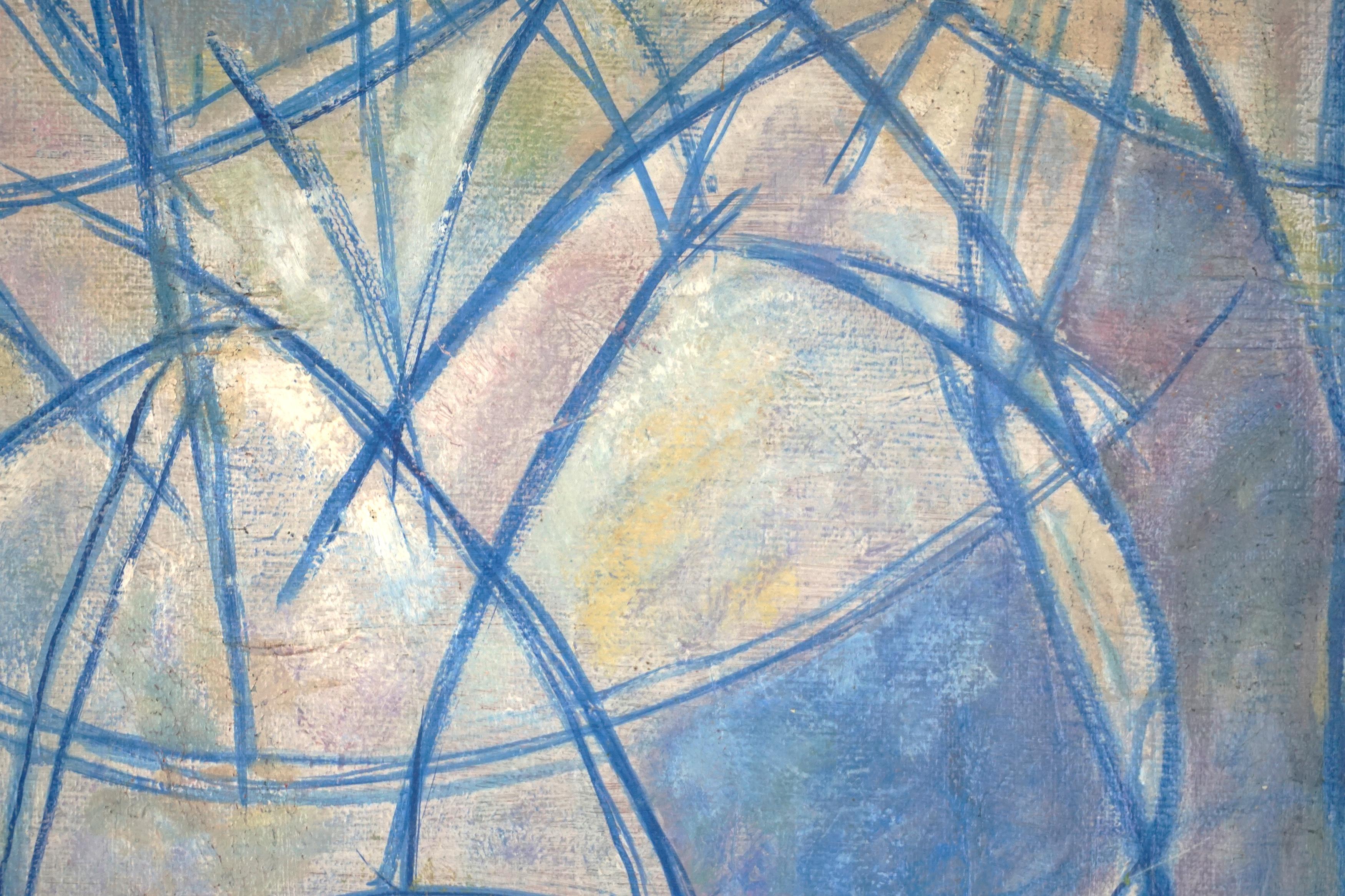 1949 Original Cubist Abstract Painting -- Sailing on the Bay

Abstract expressionist painting dated '49 attributed to Joseph Mellor Hanson (English, 1900 - 1963) Hanson came to the United States in 1938, maintaining a studio in New York City for the