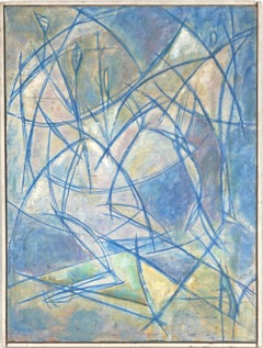 Mid Century Original Cubist Abstract Oil Painting -- Sailing on the Bay