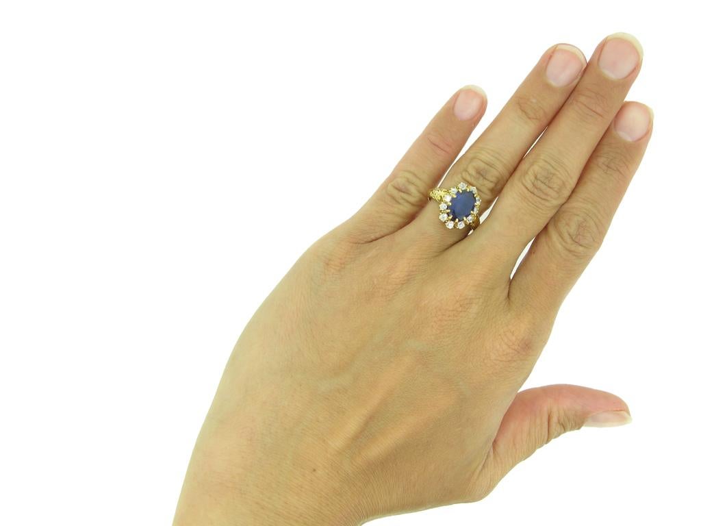 Victorian Joseph Harris Antique Natural Burmese Sapphire Diamond Cluster Ring For Sale