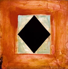 "Black Diamond 5", Italianate painterly monoprint, sanguine, green, ochre.
