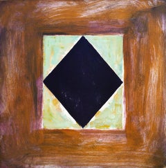 "Black Diamond 6", Italianate painterly monoprint, violet, sanguine, green.
