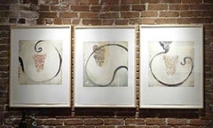 "Cria 18", Italianate fresco abstract monoprint in sepia, ochre, and sanguine.