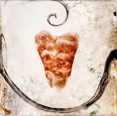 "Cria 18", Italianate fresco abstract monoprint in sepia, ochre, and sanguine.